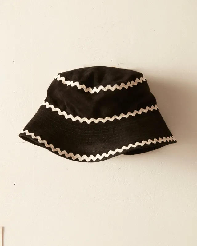 Suede Rickrack Hat - Black sold by BODE