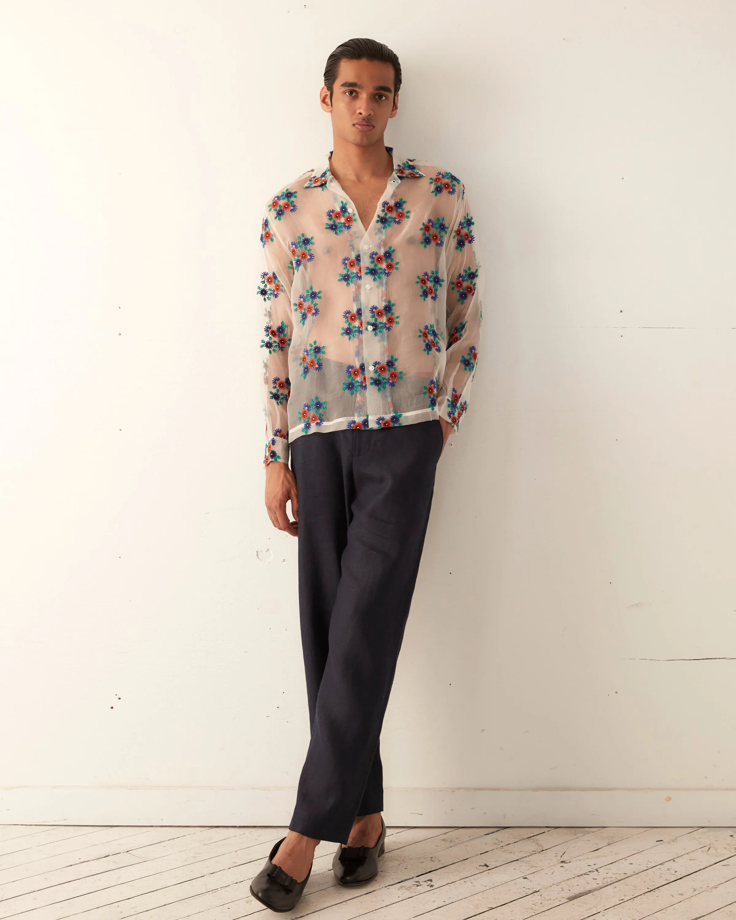 Sheer Daisy Long Sleeve Shirt sold by BODE