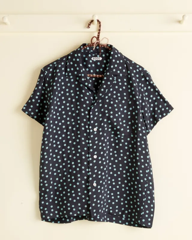 Deep Sea Dot Short Sleeve Shirt - XXS sold by BODE