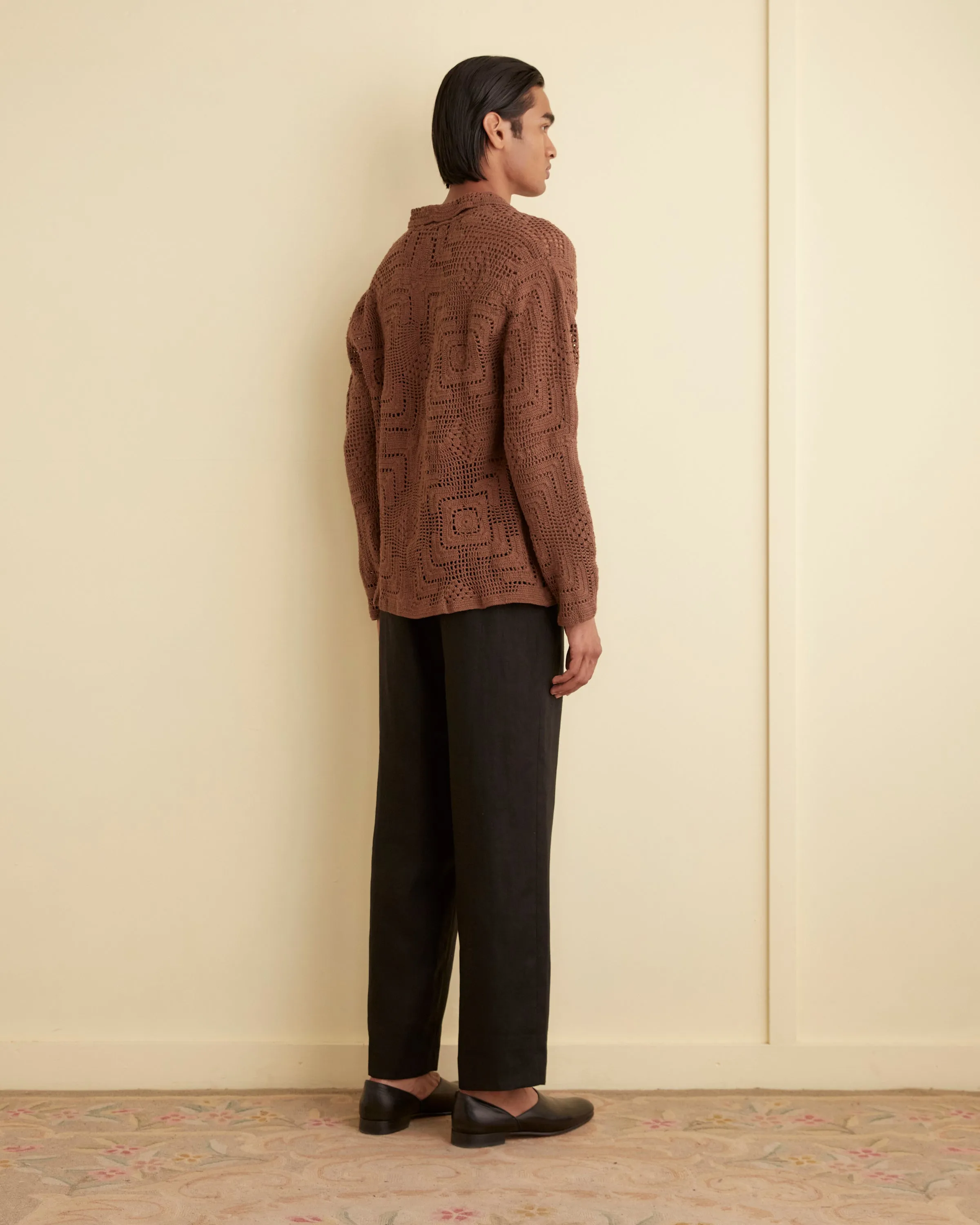 Overdye Crochet Shirt - Brown sold by BODE product image thumbnail 3