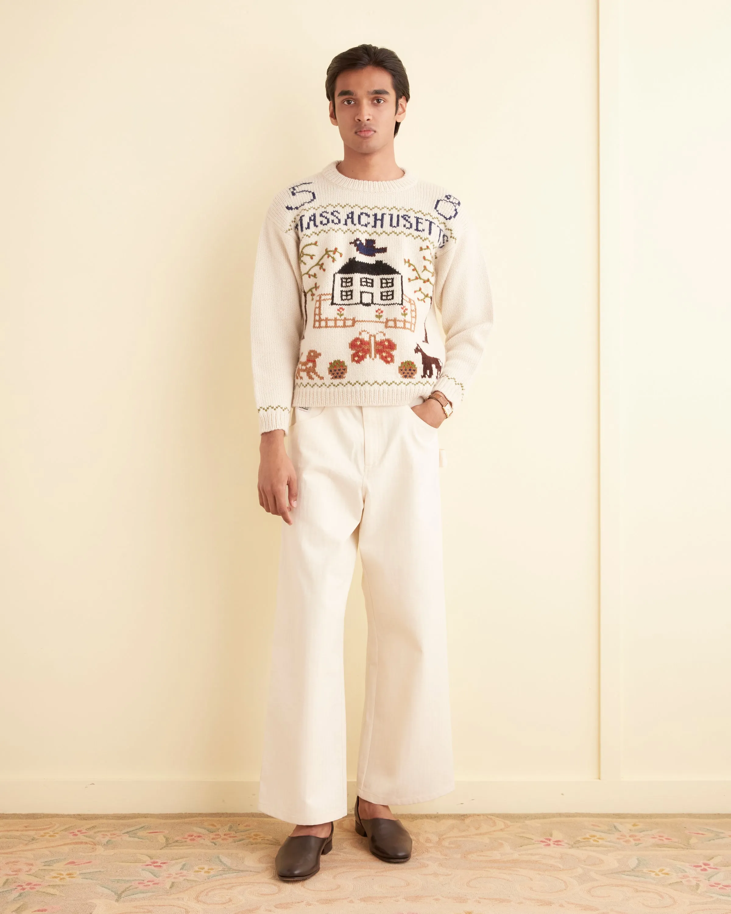 Homestead Sampler Sweater sold by BODE