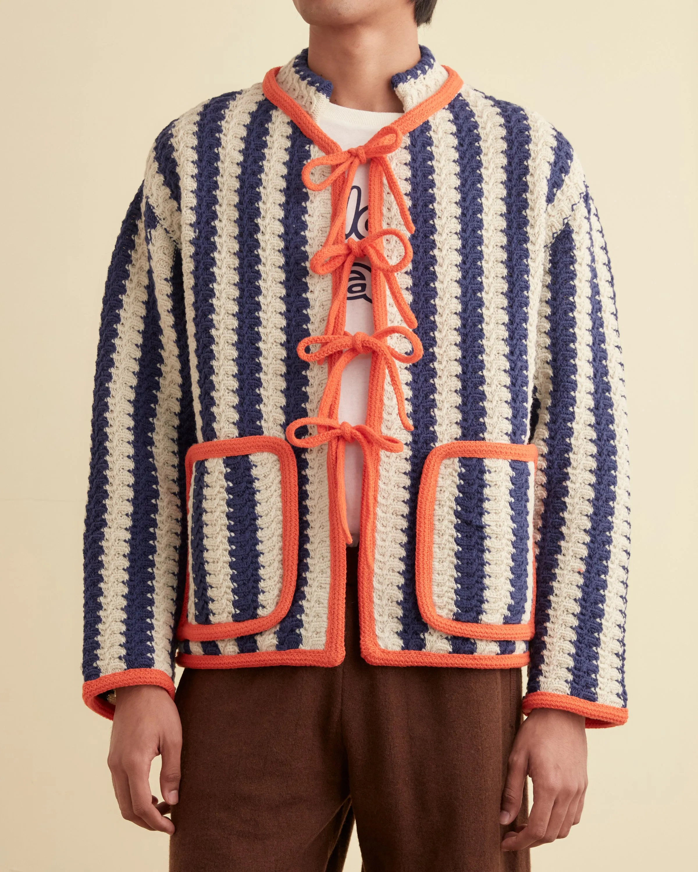 Bold Stripe Cardigan - Blue/Cream sold by BODE product image thumbnail 2