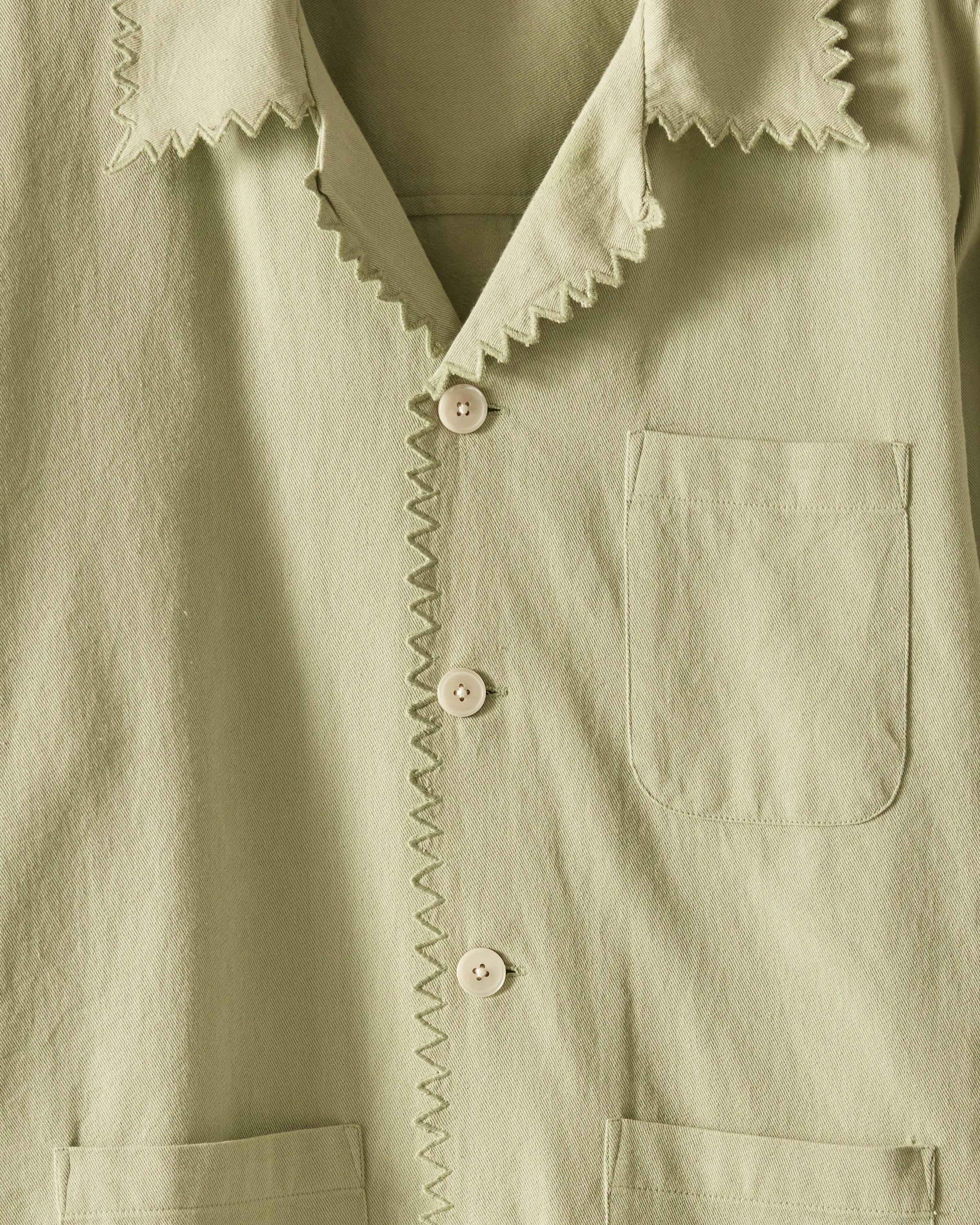 Zig-Zag Hem Long Sleeve Shirt - Mint sold by BODE product image thumbnail 3