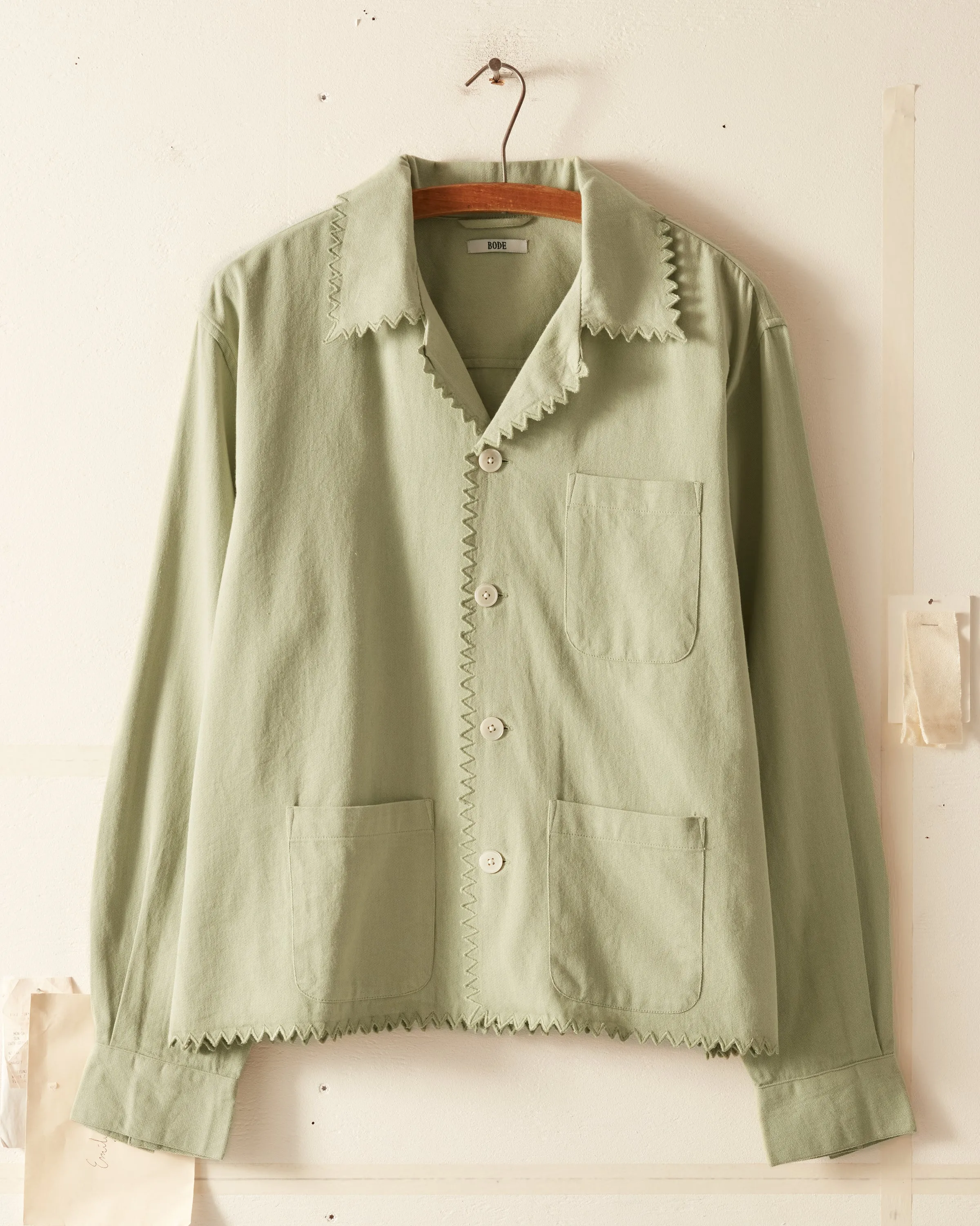 Zig-Zag Hem Long Sleeve Shirt - Mint sold by BODE product image thumbnail 2