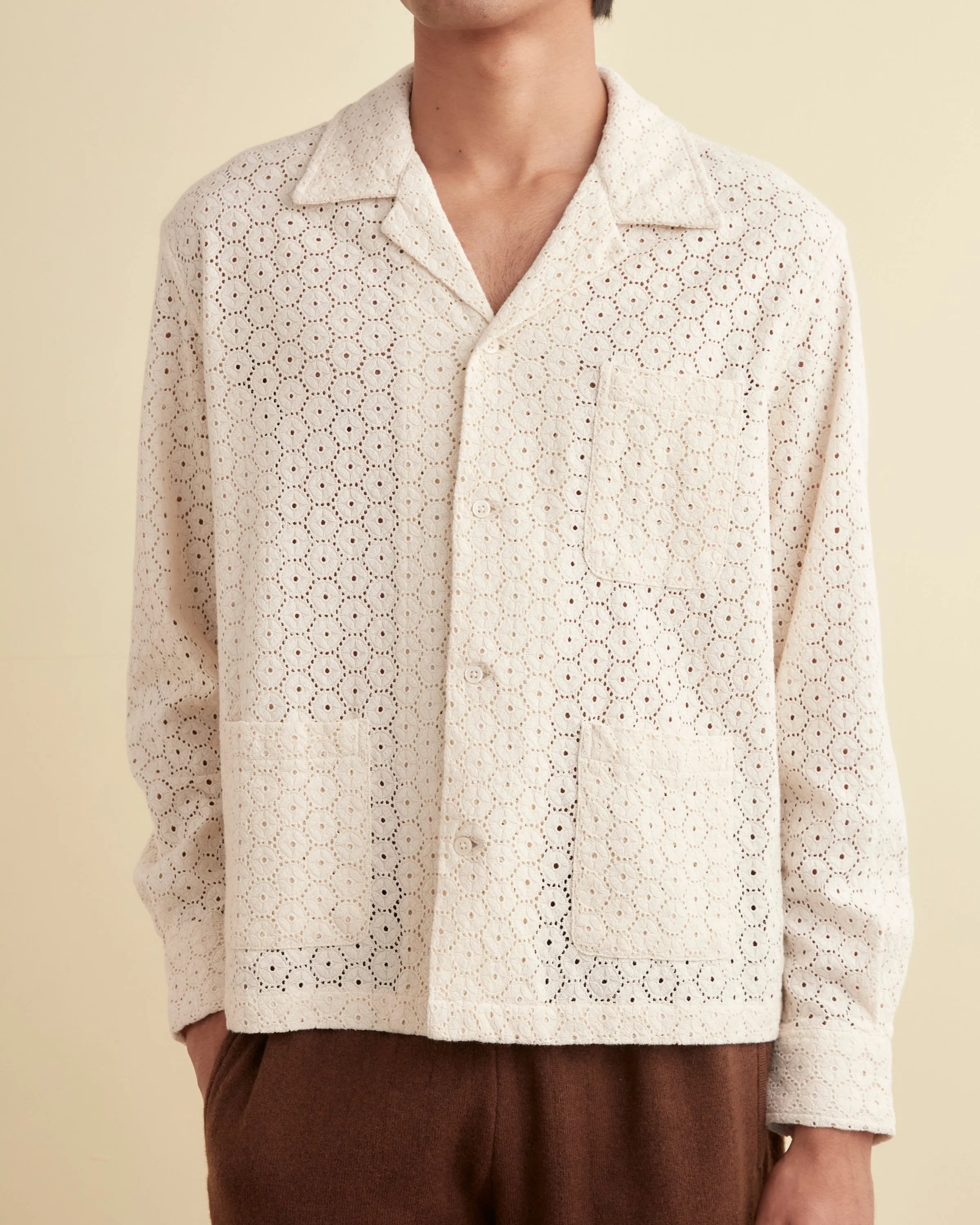 Geo Lace Overshirt - Ecru sold by BODE product image thumbnail 2