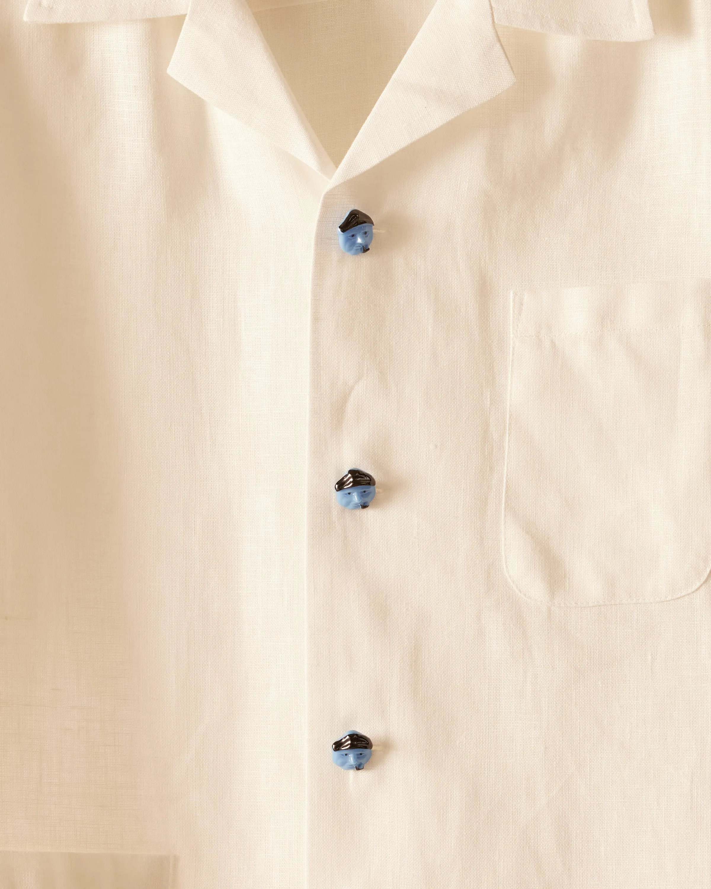 Blue Sailor Button Short Sleeve Shirt - White sold by BODE product image thumbnail 2