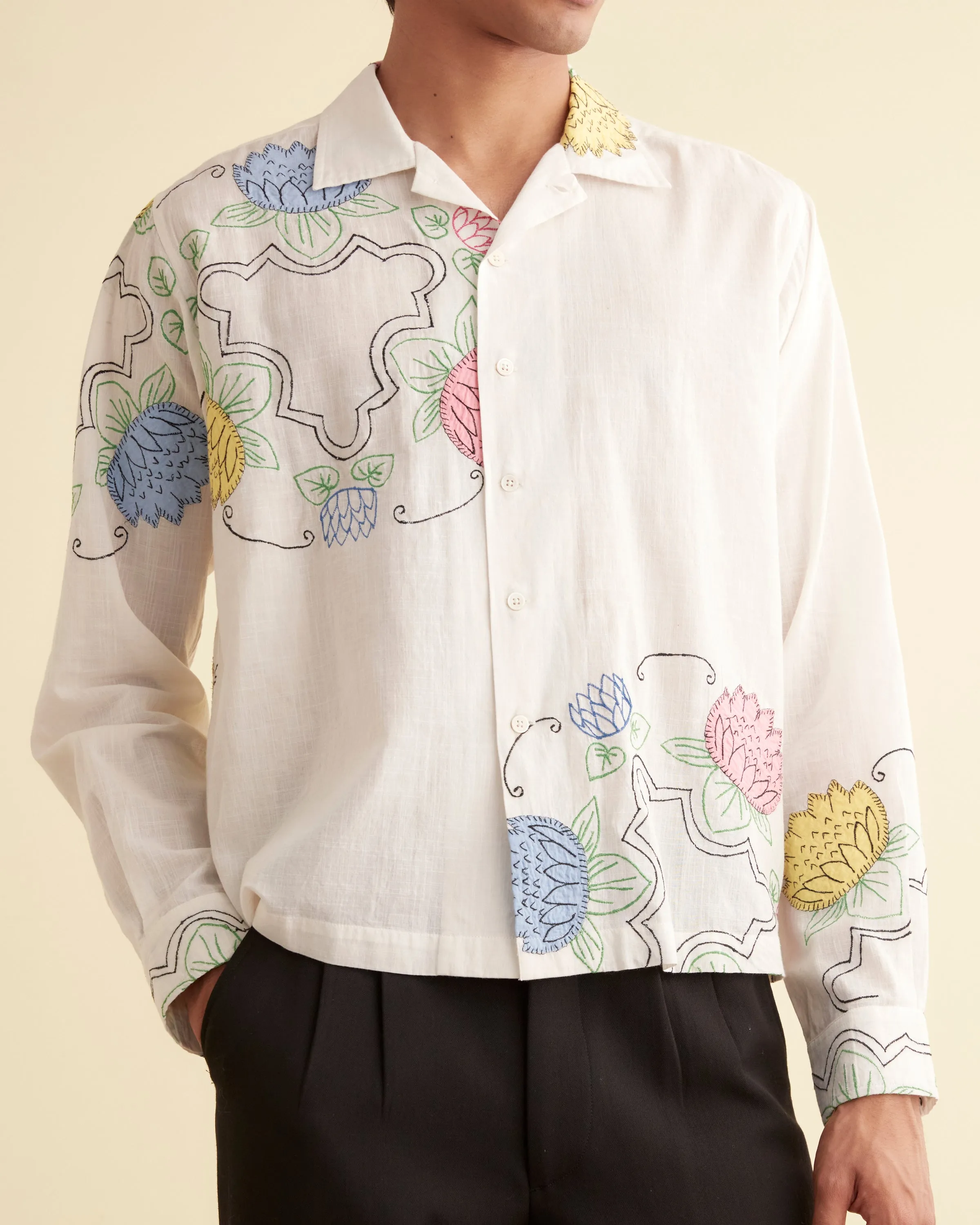 Patchwork Lotus Long Sleeve Shirt sold by BODE product image thumbnail 2