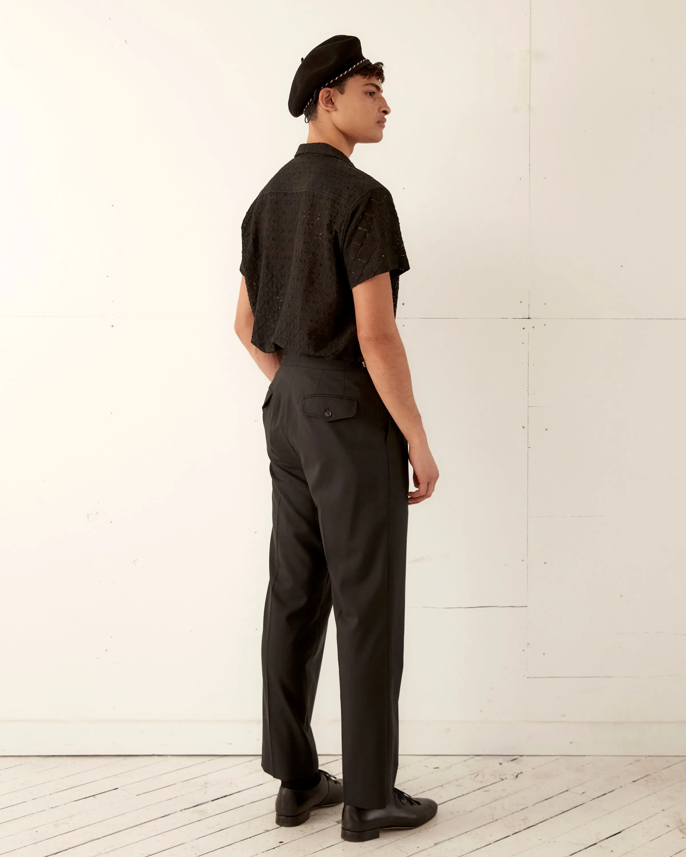 Tile Lace Short Sleeve Shirt - Black sold by BODE product image thumbnail 4