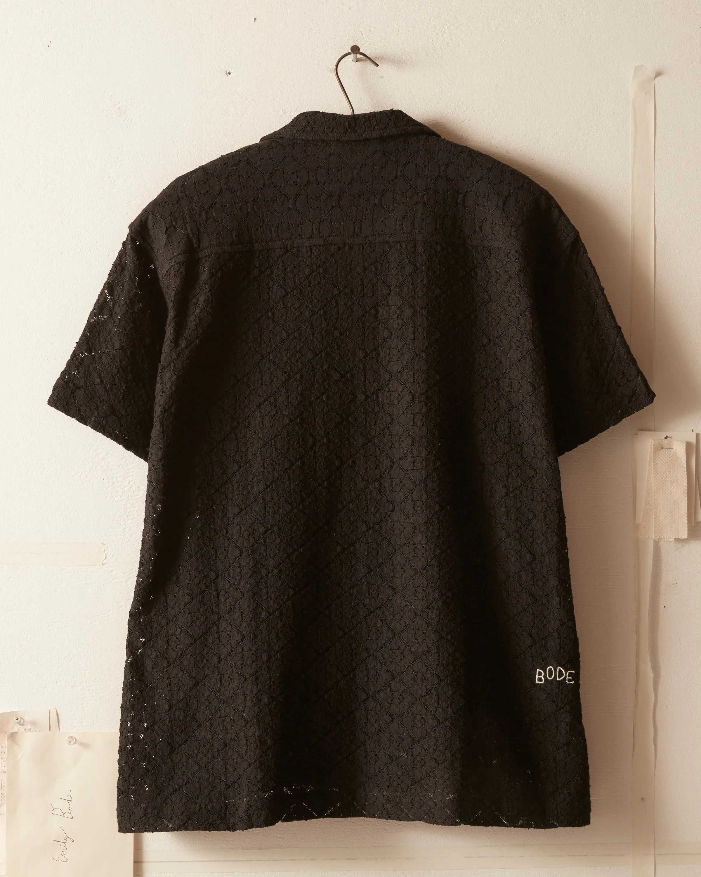 Tile Lace Short Sleeve Shirt - Black sold by BODE product image thumbnail 5