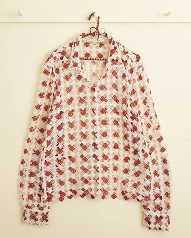 Diamond Lace Long Sleeve Shirt sold by BODE