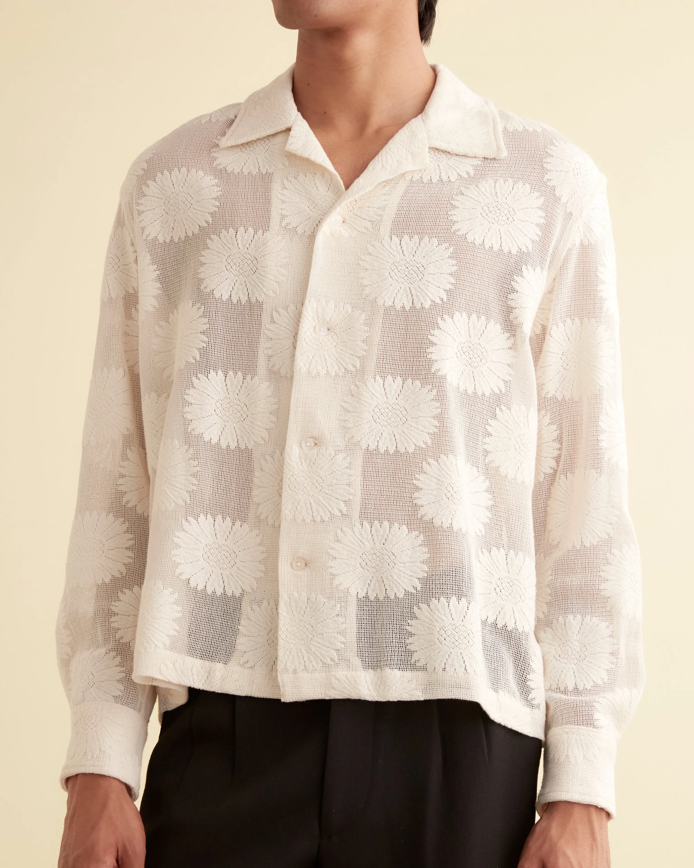 Sunflower Lace Long Sleeve Shirt - Ecru sold by BODE product image thumbnail 2