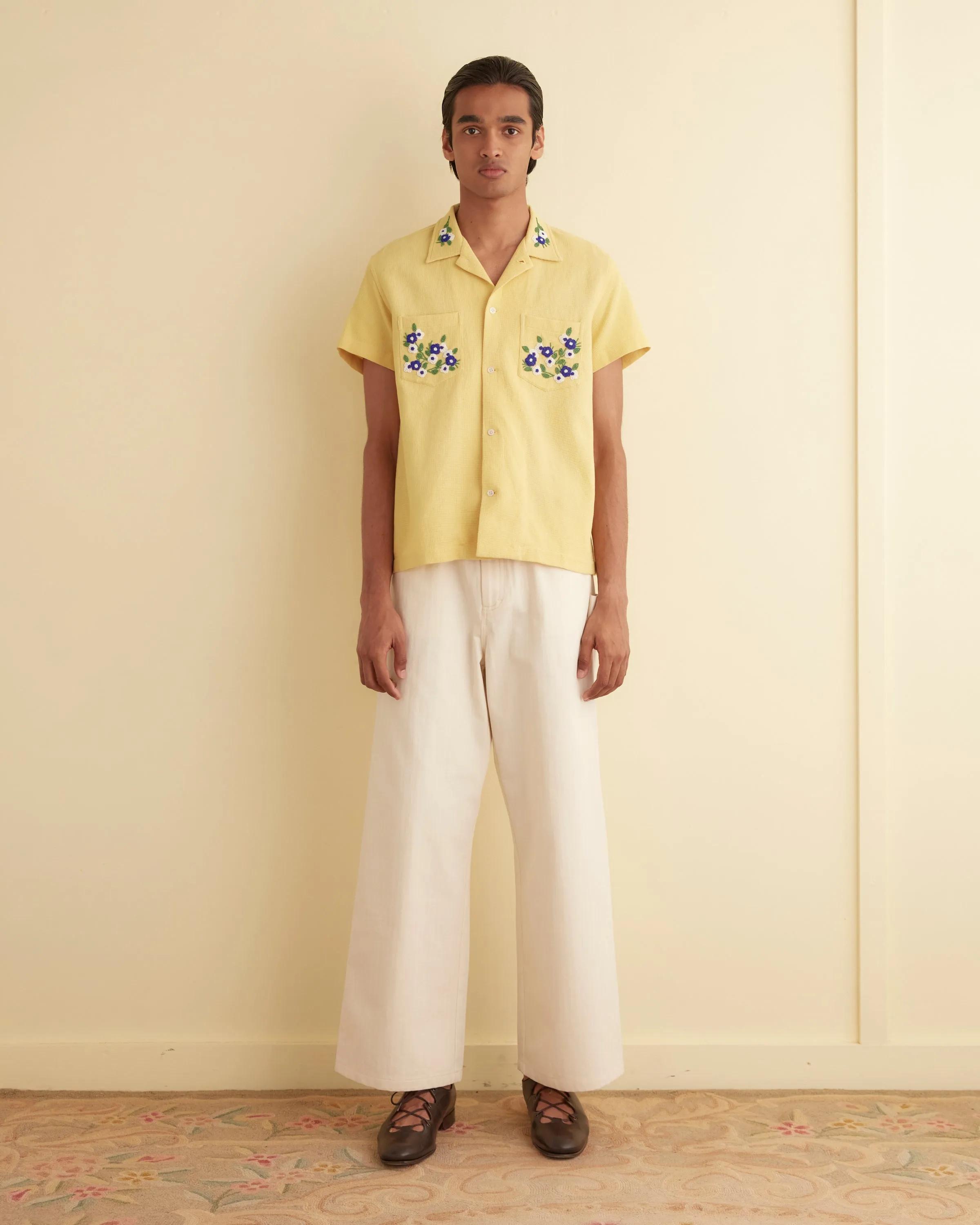 Beaded Chicory Short Sleeve Shirt sold by BODE