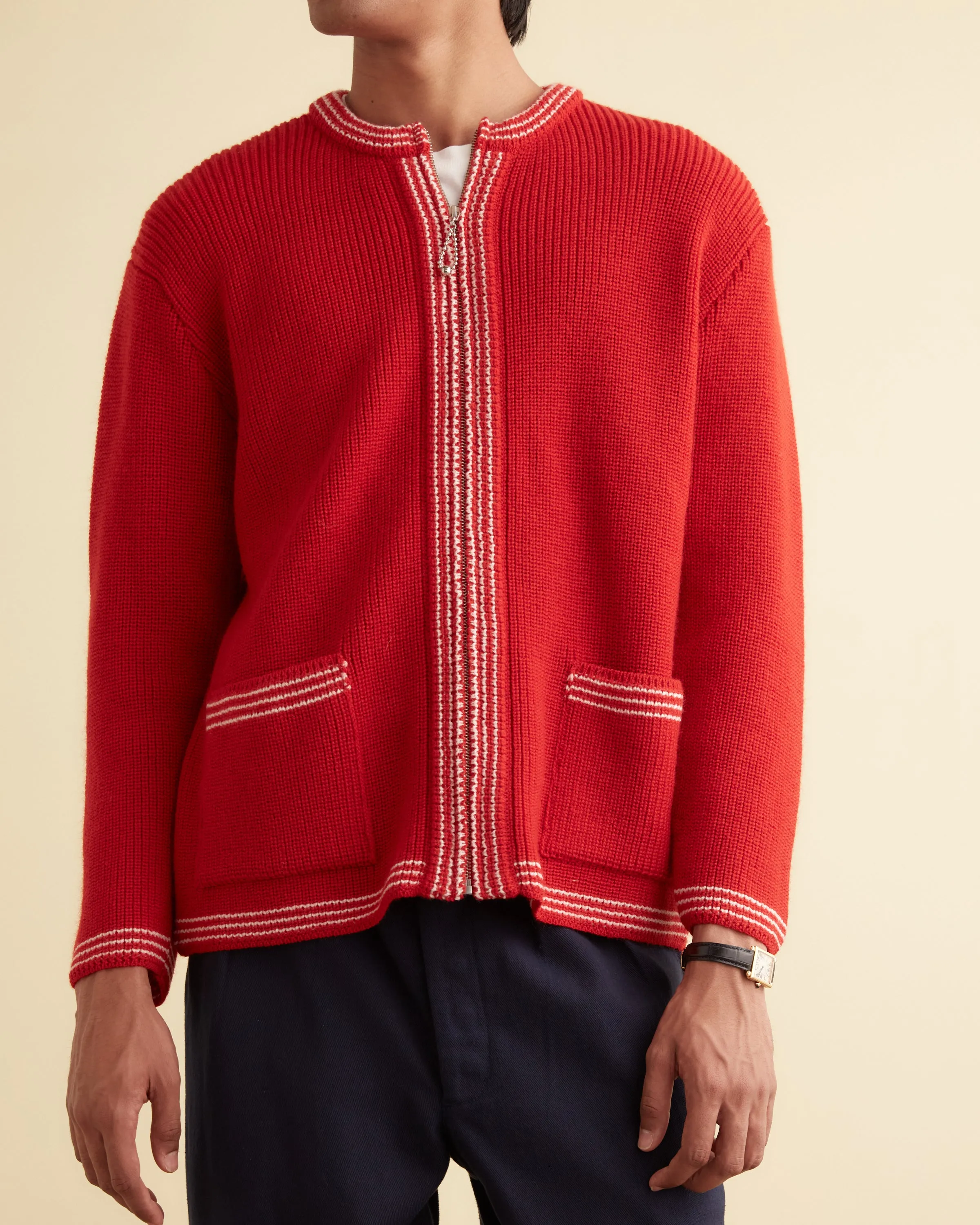 Shaker Stitch Cardigan - Red sold by BODE product image thumbnail 2