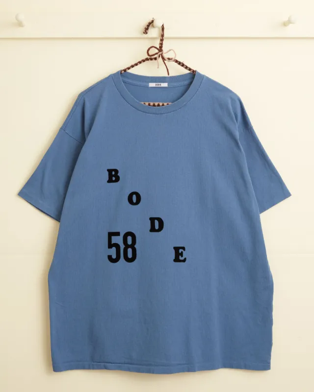 Flocked Bode Tee - Blue sold by BODE