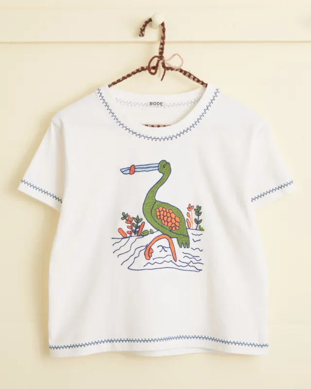 Embroidered Heron Tee sold by BODE