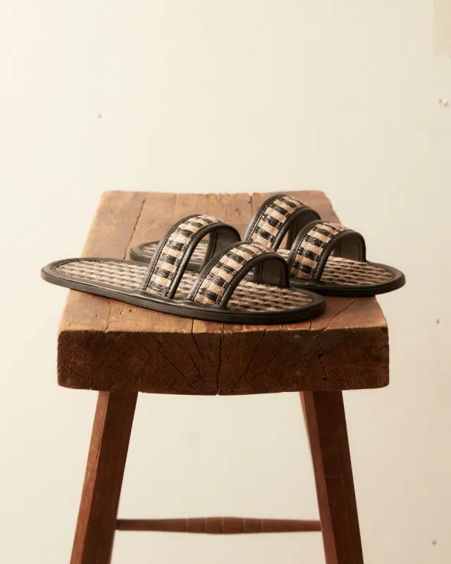 Duotone Summer Slides - Black/Tan sold by BODE