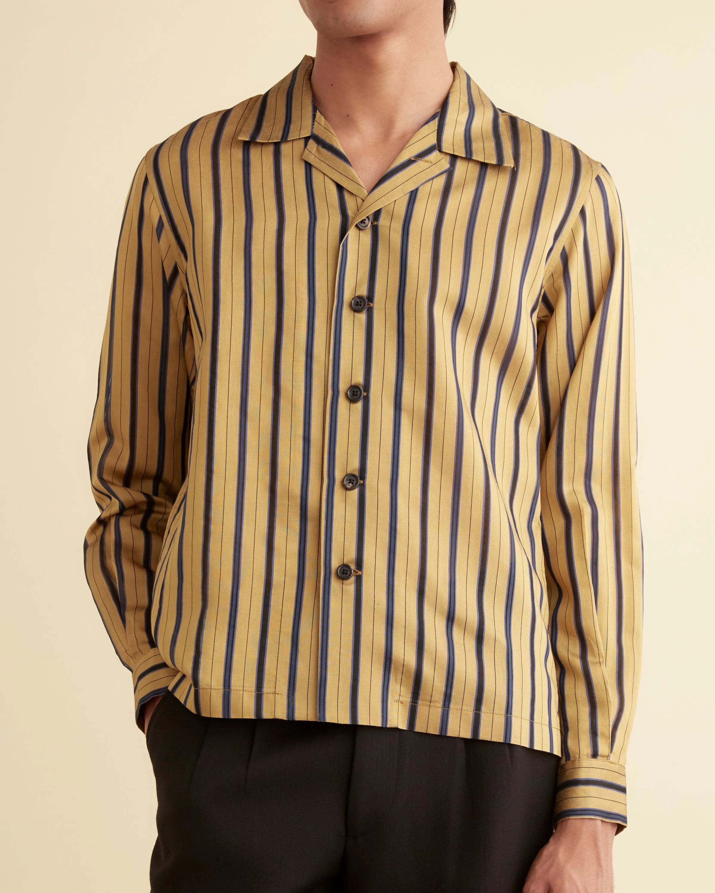 Alumni Stripe Long Sleeve Shirt - Yellow sold by BODE product image thumbnail 2