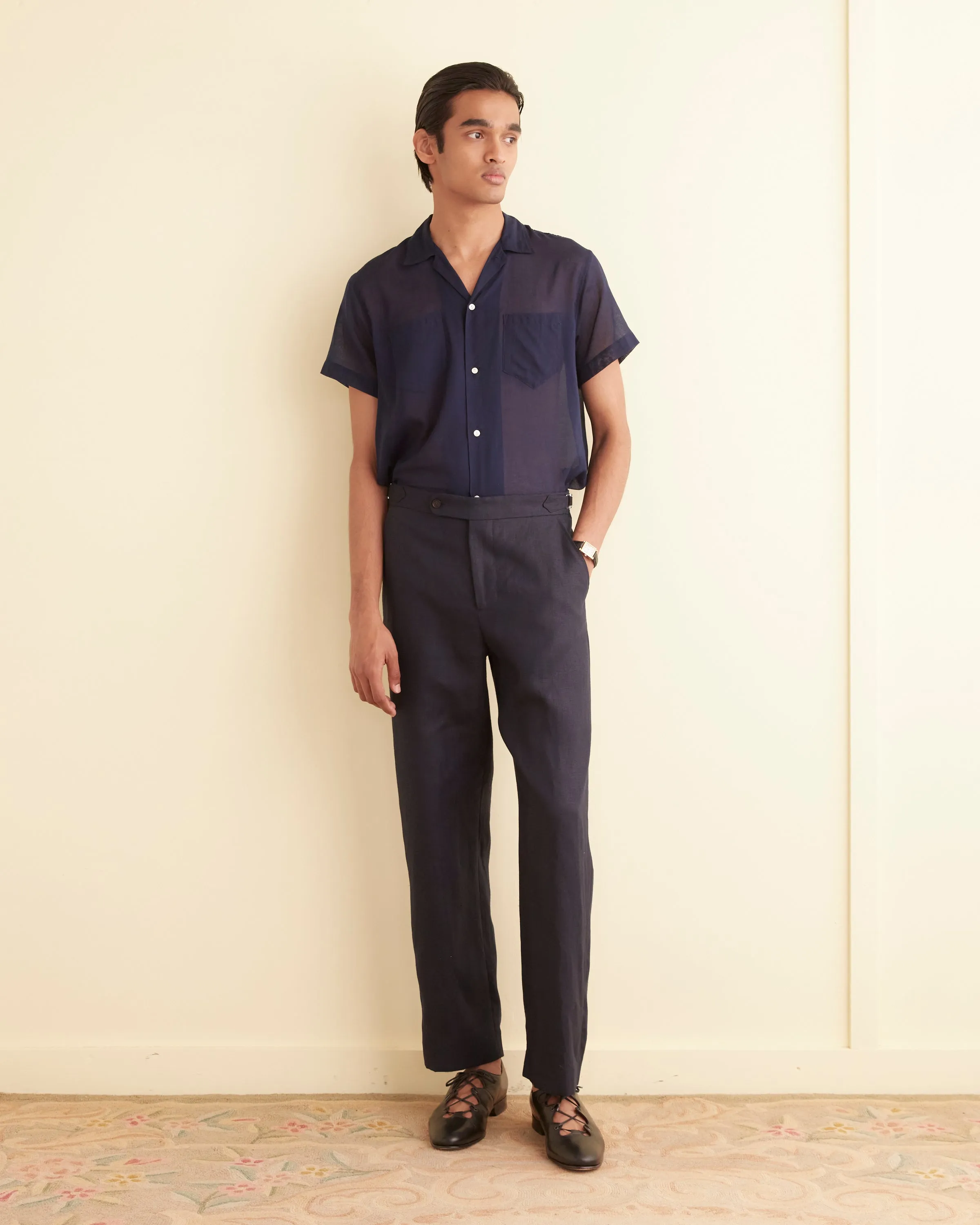 Linen Suiting Trousers - Navy sold by BODE