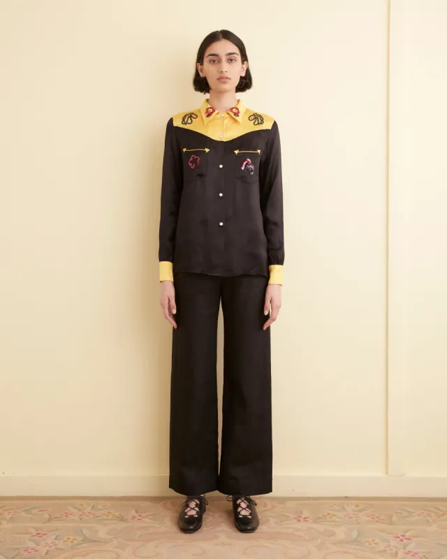 Sequin Rodeo Shirt - Gold/Black sold by BODE