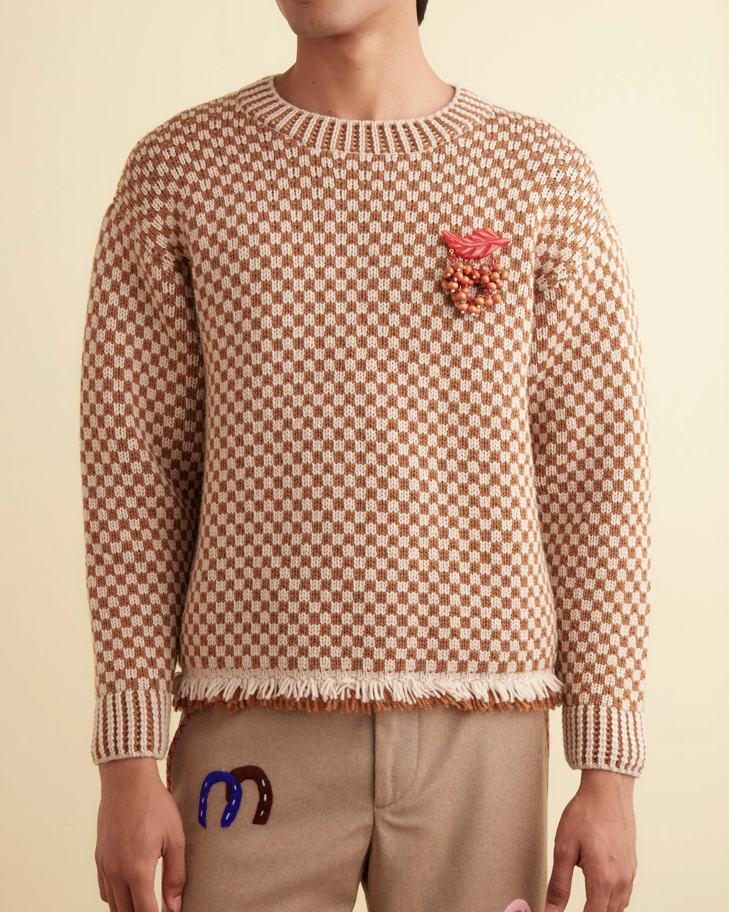 Fringe Check Pullover - Brown sold by BODE product image thumbnail 2