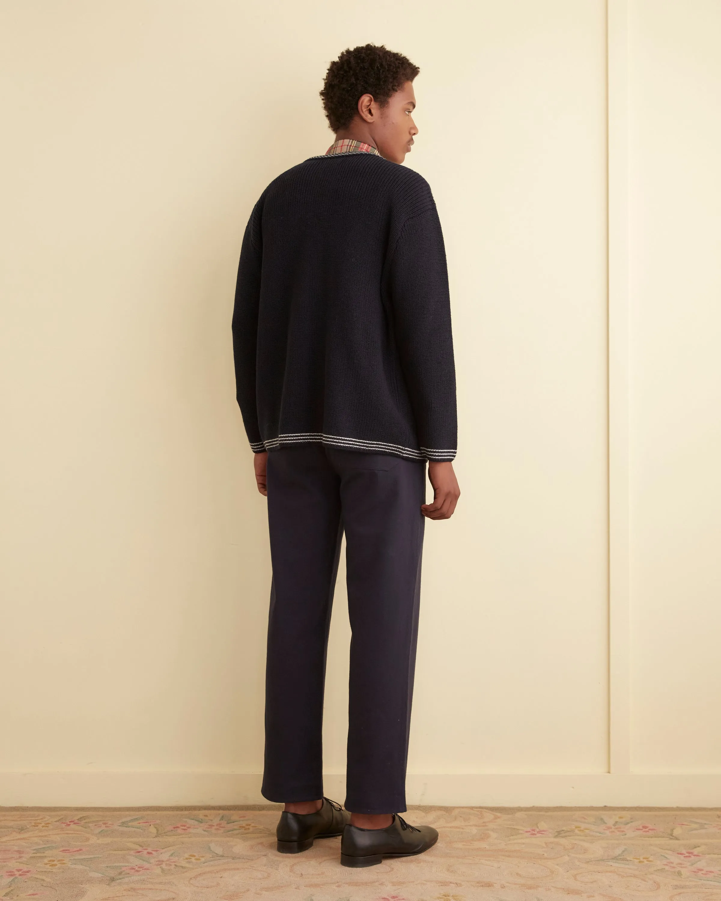Shaker Stitch Cardigan - Navy sold by BODE product image thumbnail 3