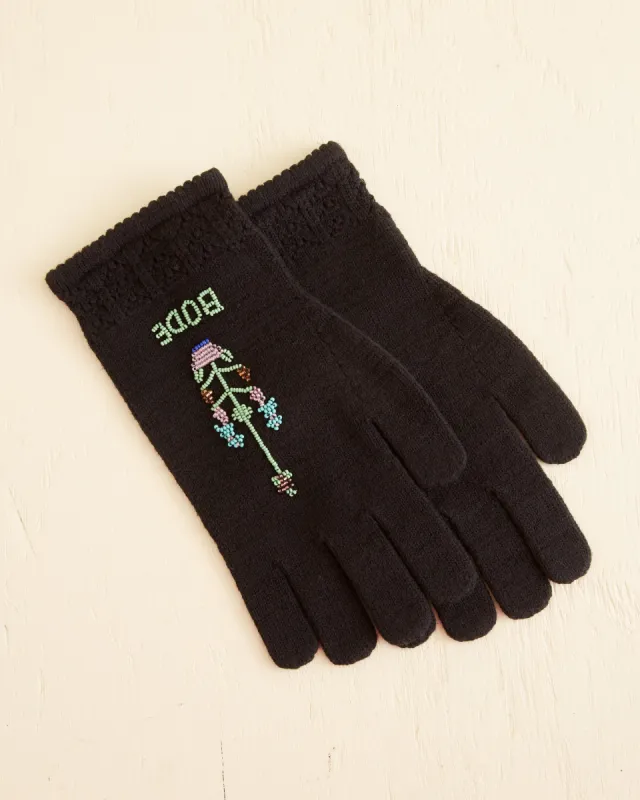 Pointelle Gloves - Black sold by BODE