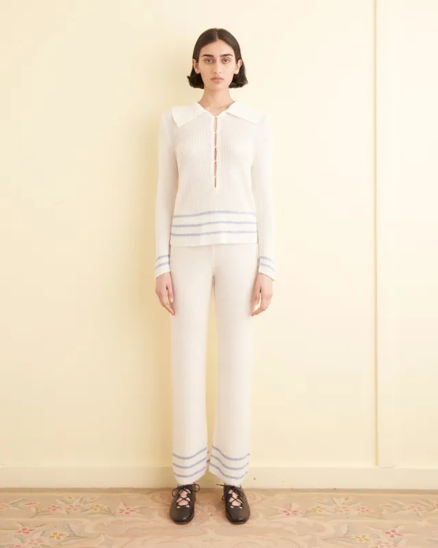 Quincy Stripe Joggers - Cream sold by BODE