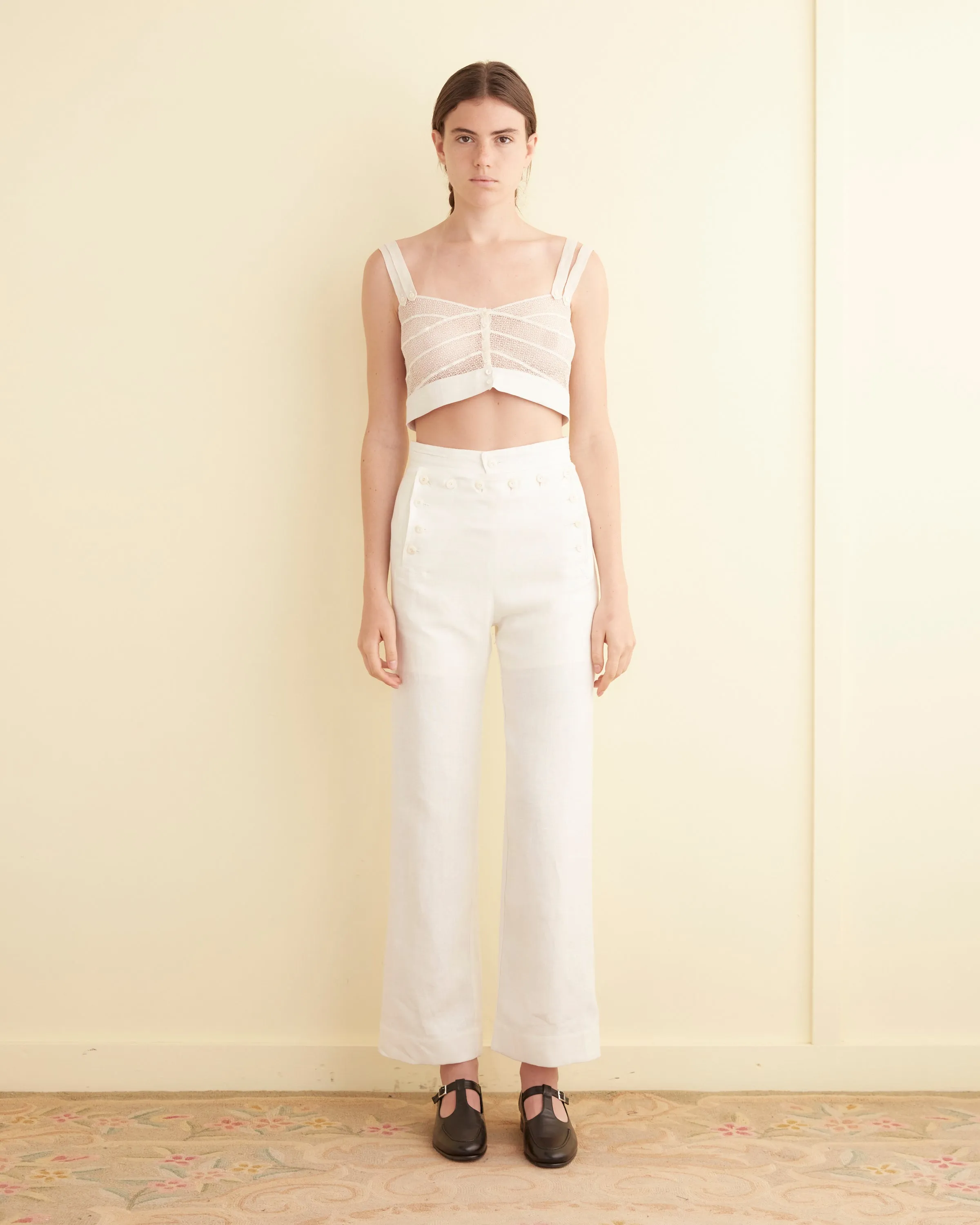 Linen Sailor Trousers - White sold by BODE