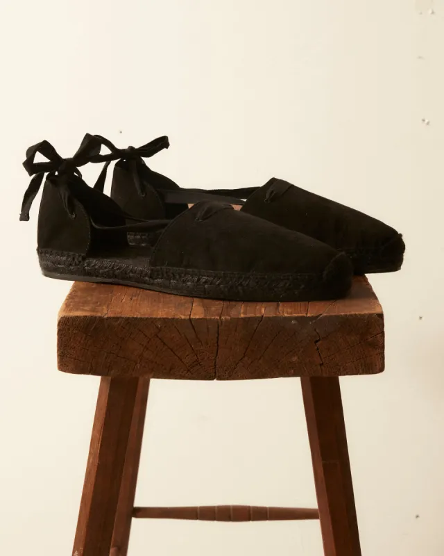 Suede Lace-Up Espadrilles - Black sold by BODE