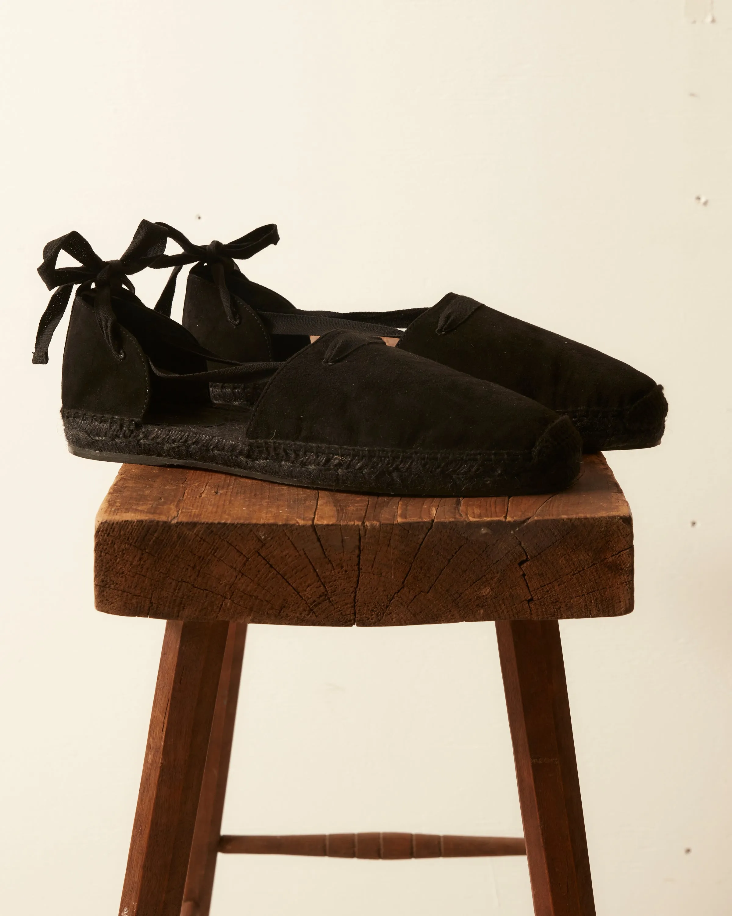 Suede Lace-Up Espadrilles - Black sold by BODE