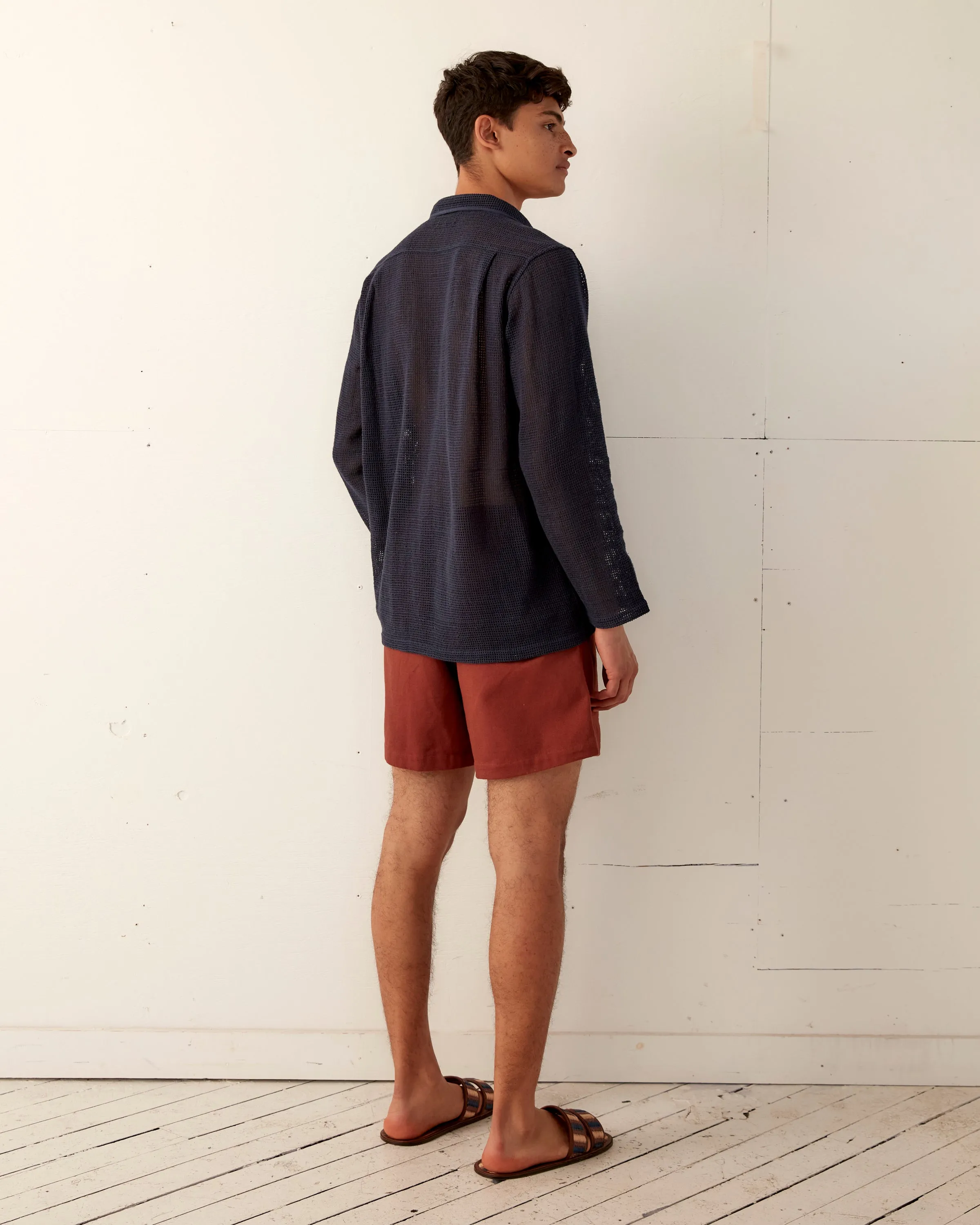 Open Weave Long Sleeve Shirt - Navy sold by BODE product image thumbnail 4