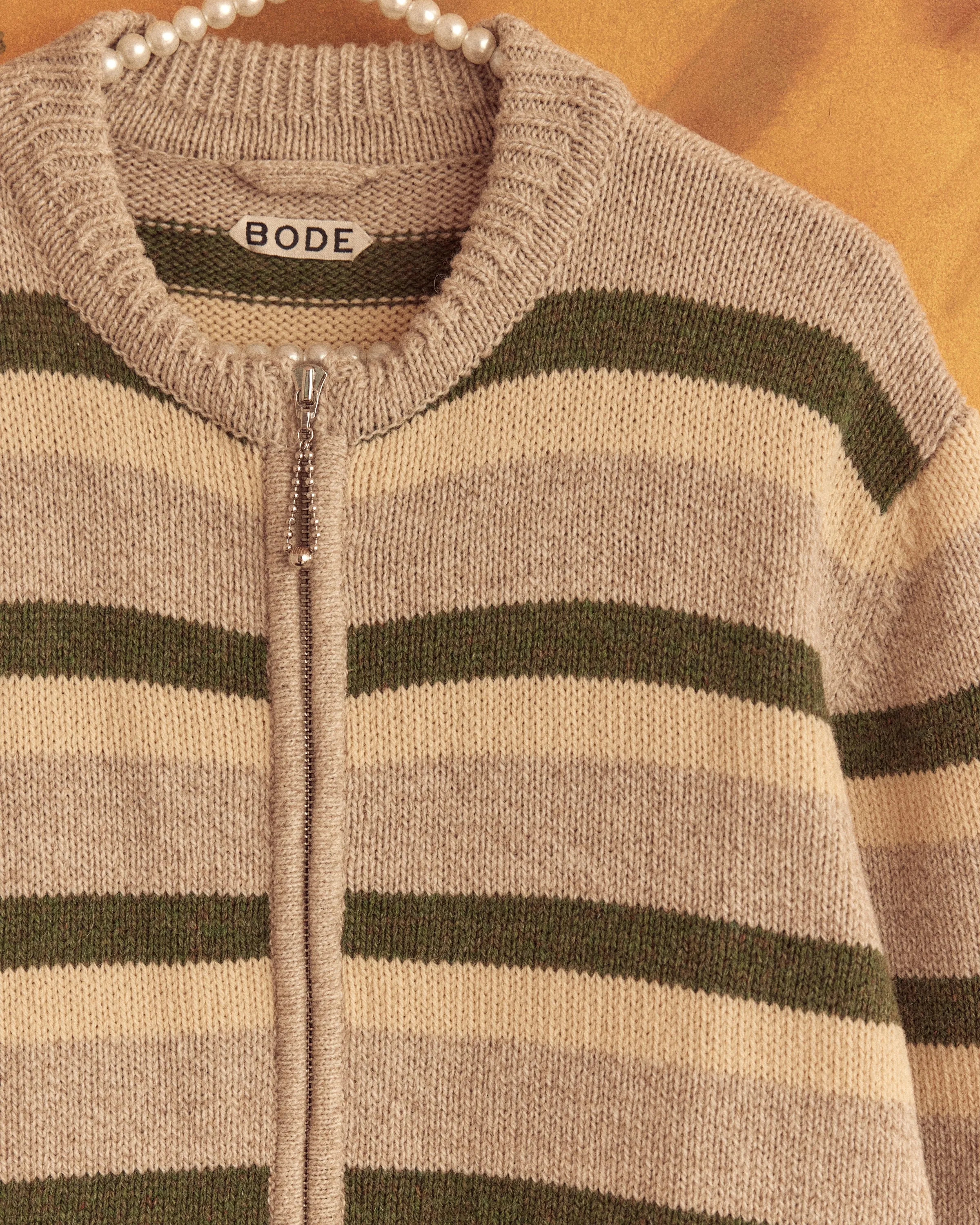 Brewster Cardigan - Tan/Green sold by BODE product image thumbnail 3