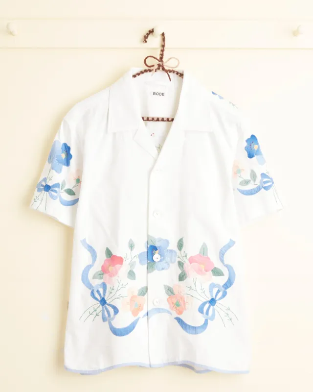 Iris Ribbon Short Sleeve Shirt - S sold by BODE