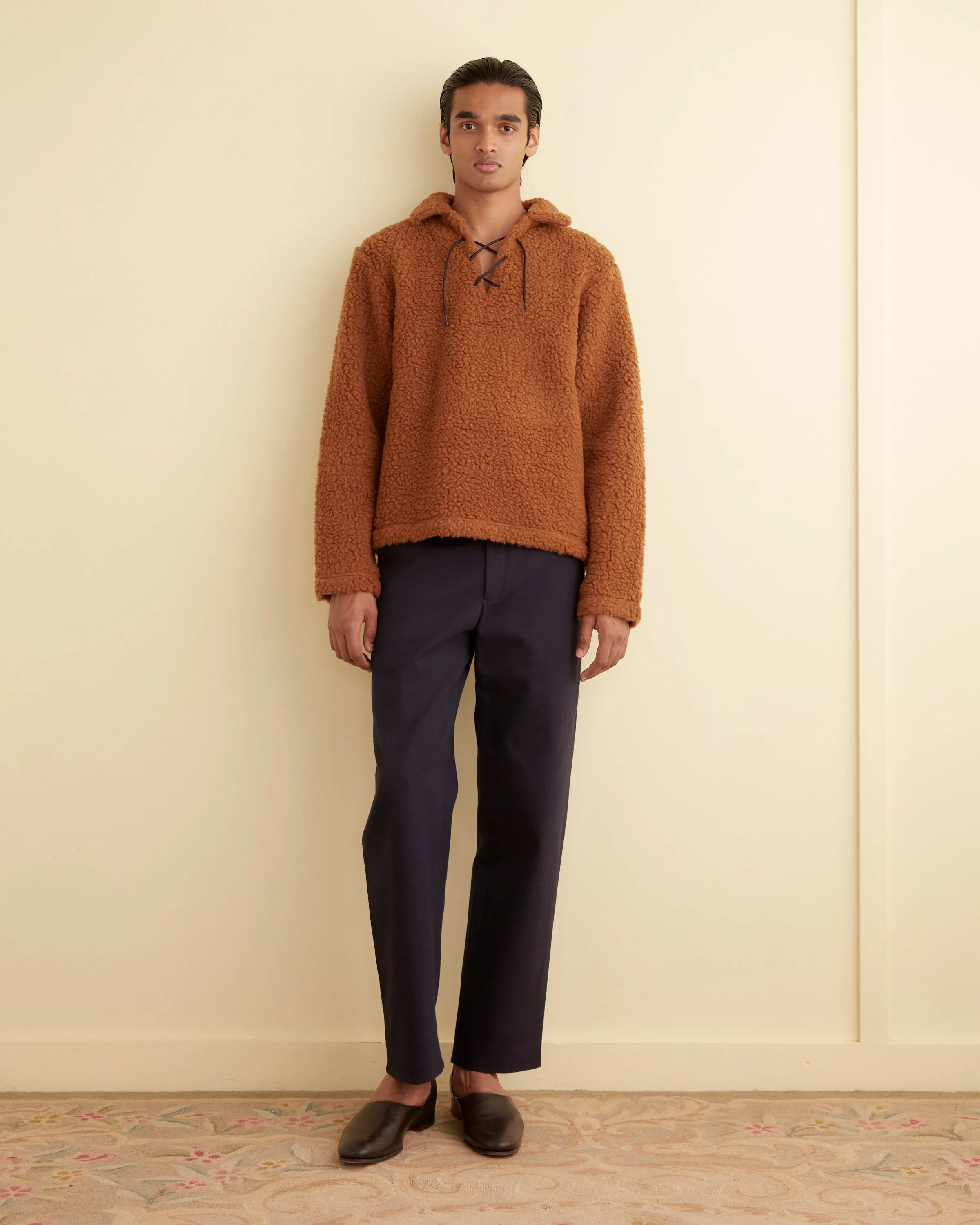 Fleece Tie-Up Pullover - Brown sold by BODE