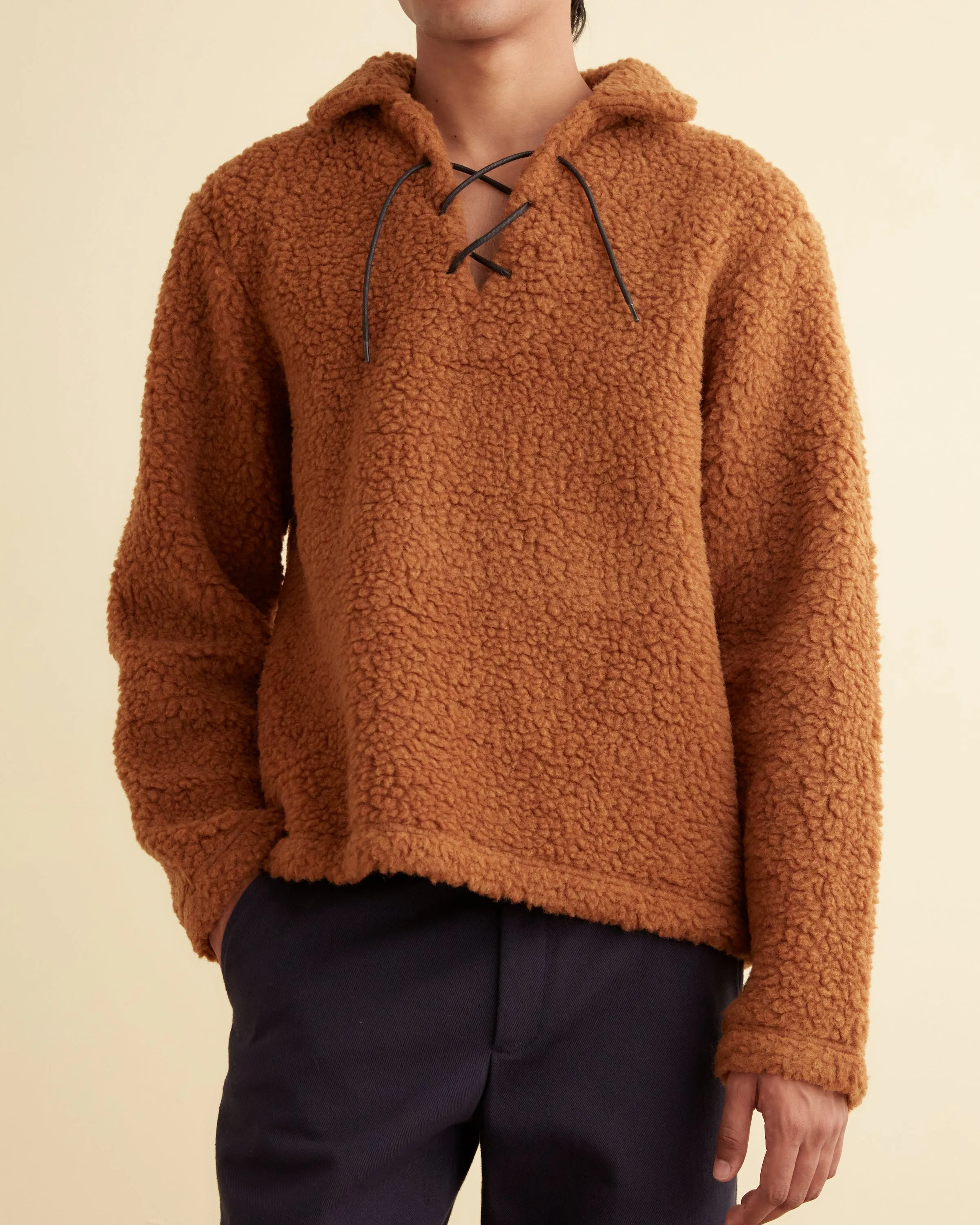 Fleece Tie-Up Pullover - Brown sold by BODE product image thumbnail 2