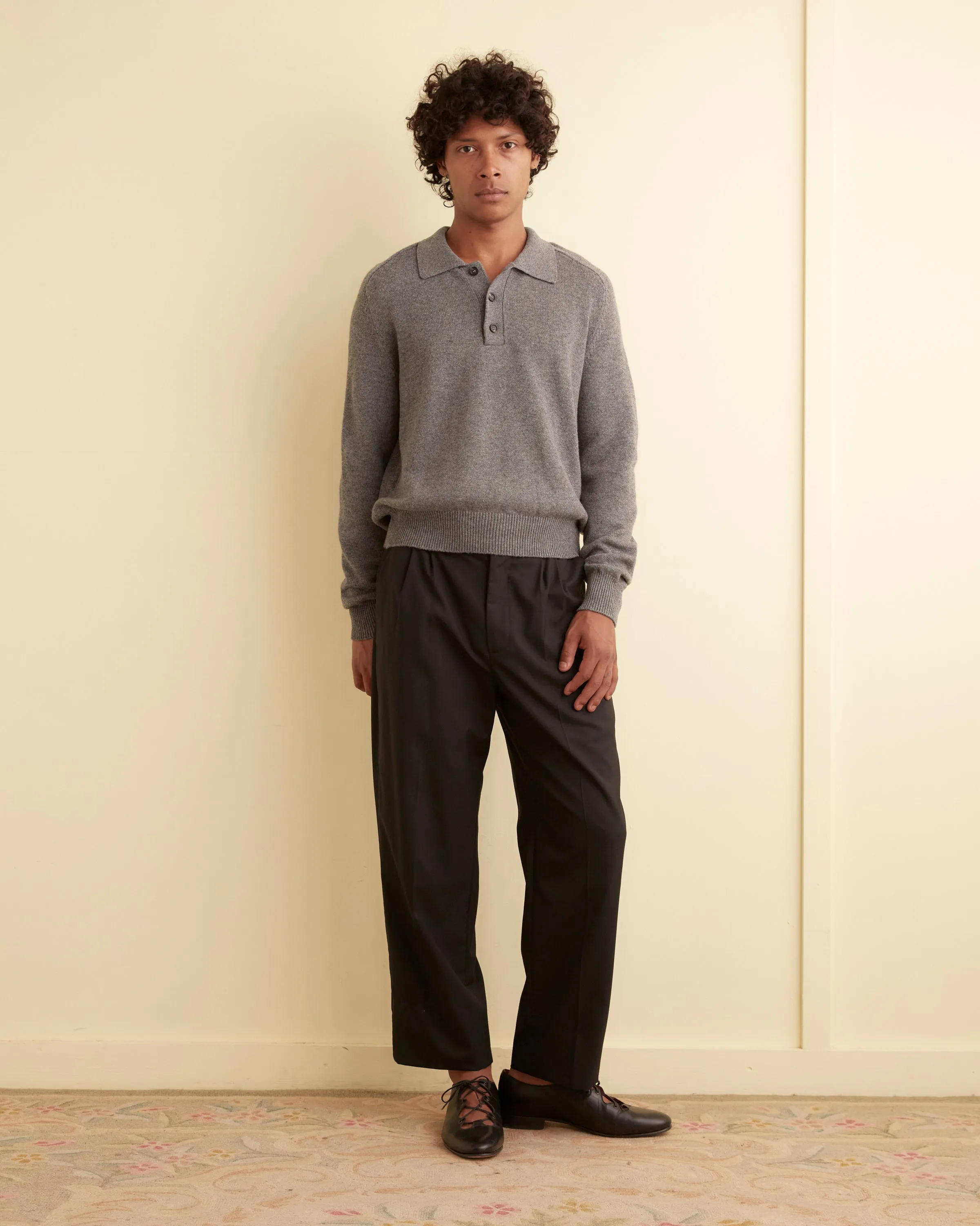 Cashmere Polo - Grey sold by BODE