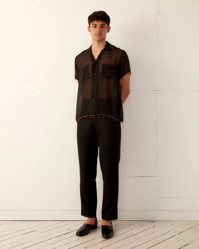 Bugle Bead Trim Short Sleeve Shirt sold by BODE