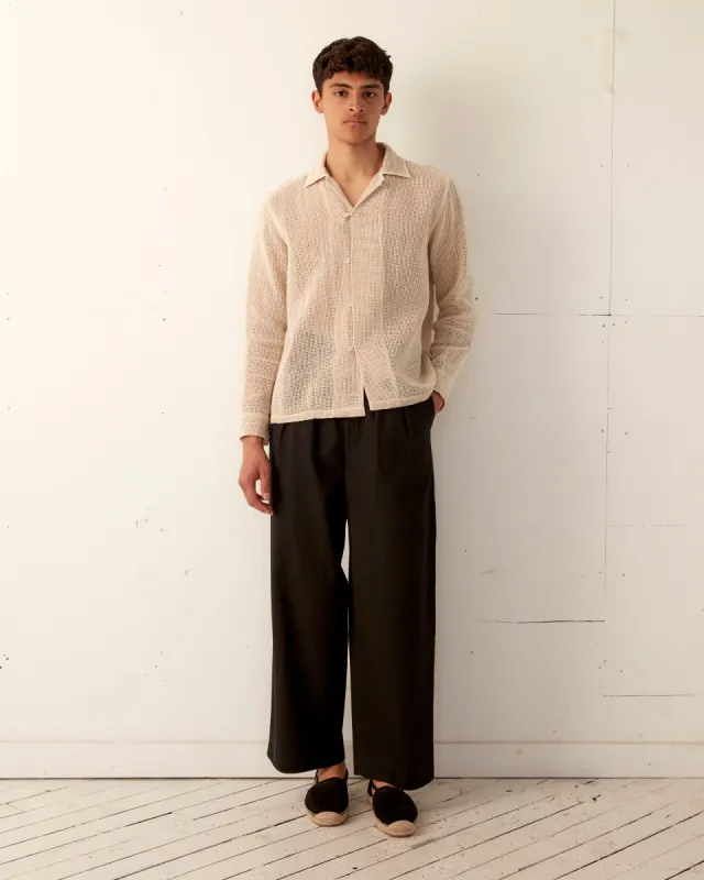 Open Weave Long Sleeve Shirt - Ecru sold by BODE