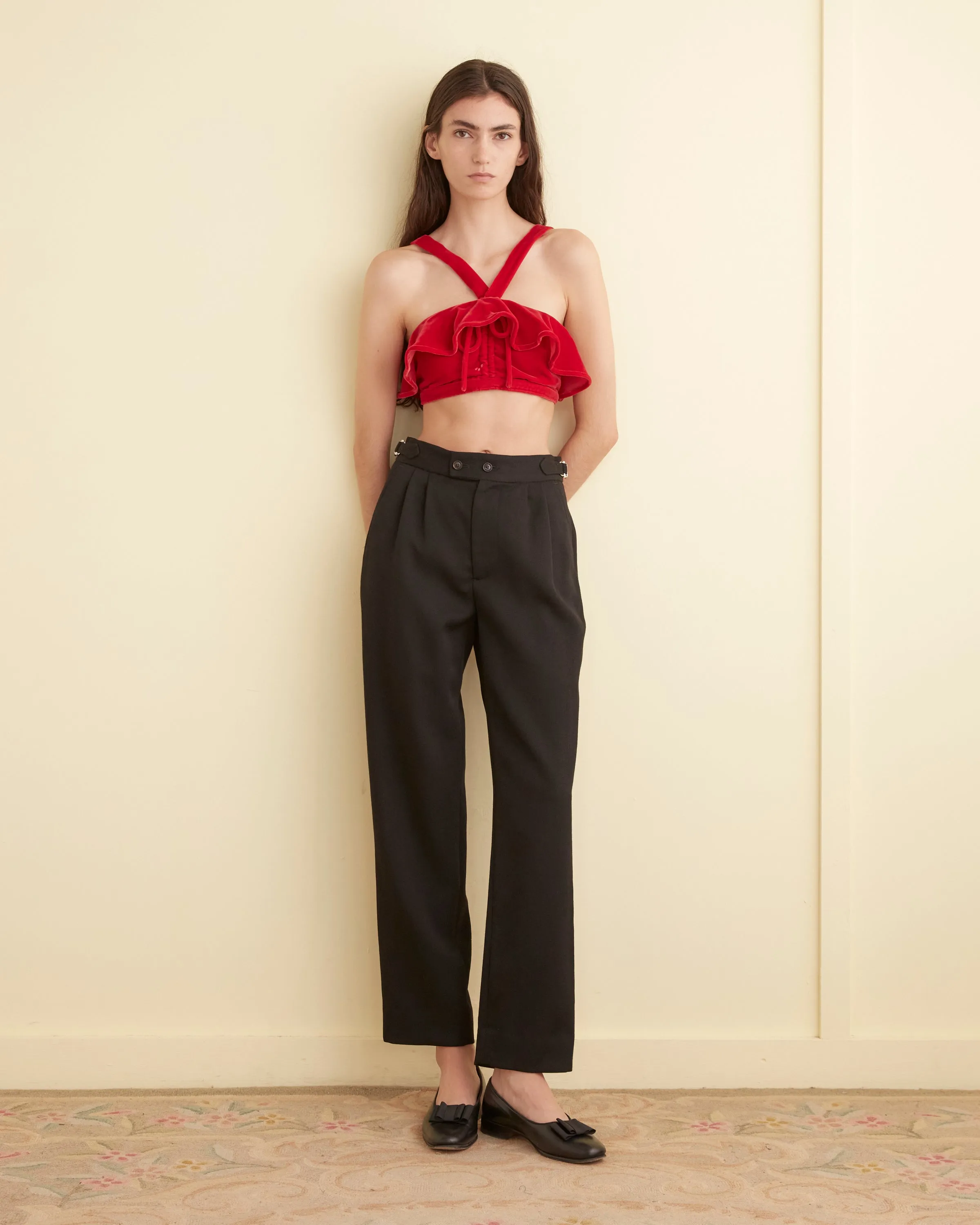 Velvet Ruffle Bra sold by BODE