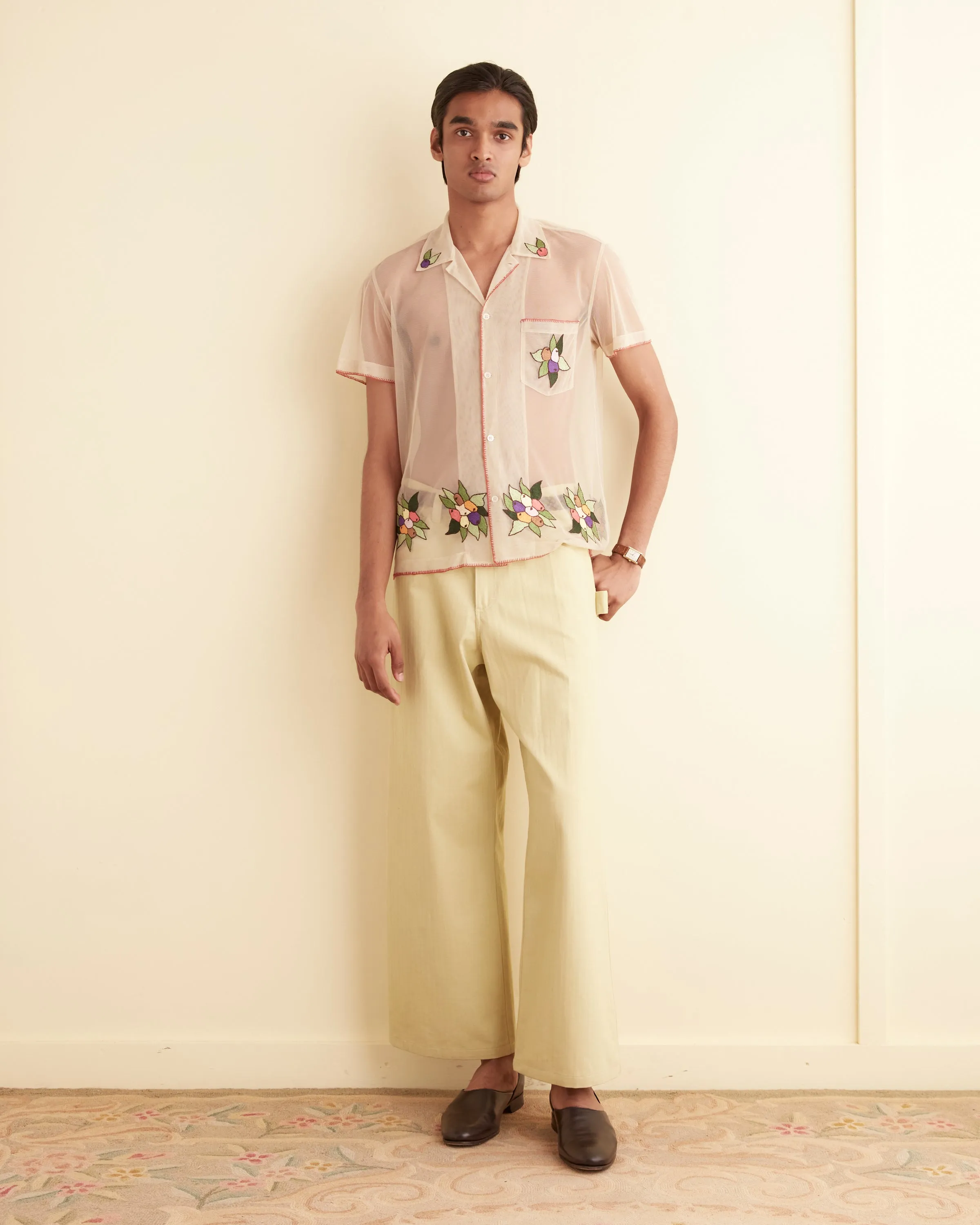 Embroidered Suncherry Short Sleeve Shirt sold by BODE