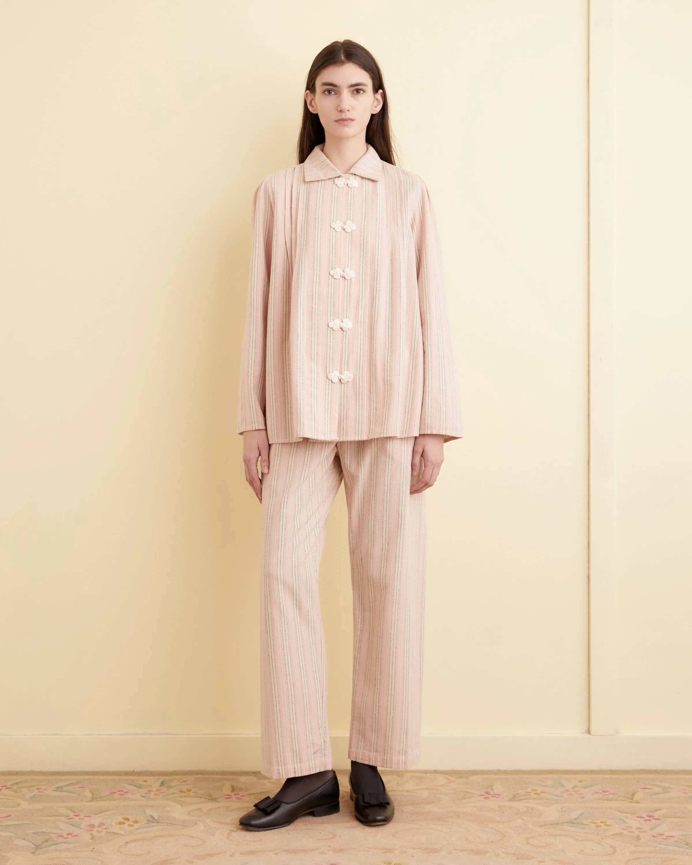 Flannel Ticking Pajama Pants sold by BODE