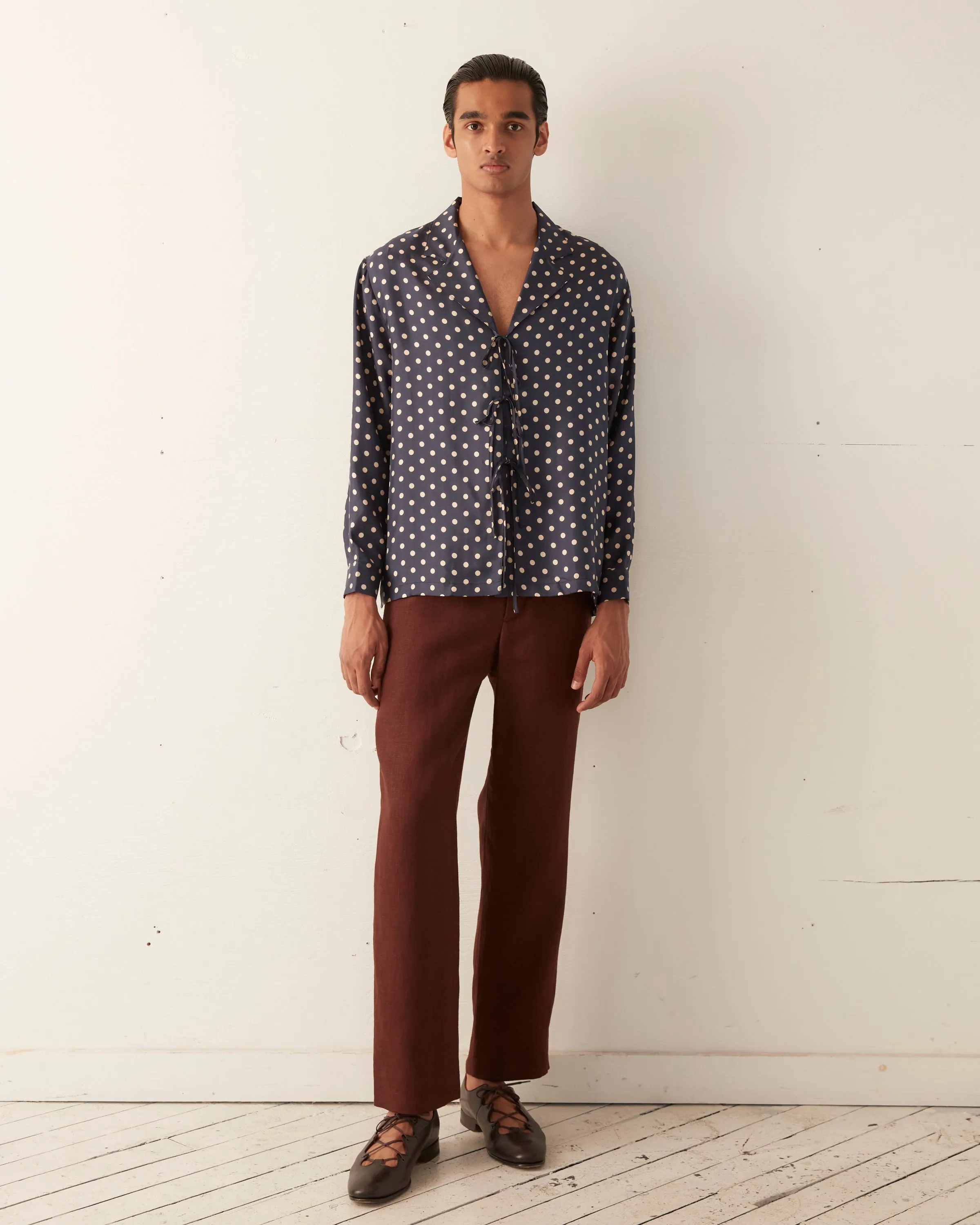 Polka Dot Micro Tie Long Sleeve Shirt sold by BODE