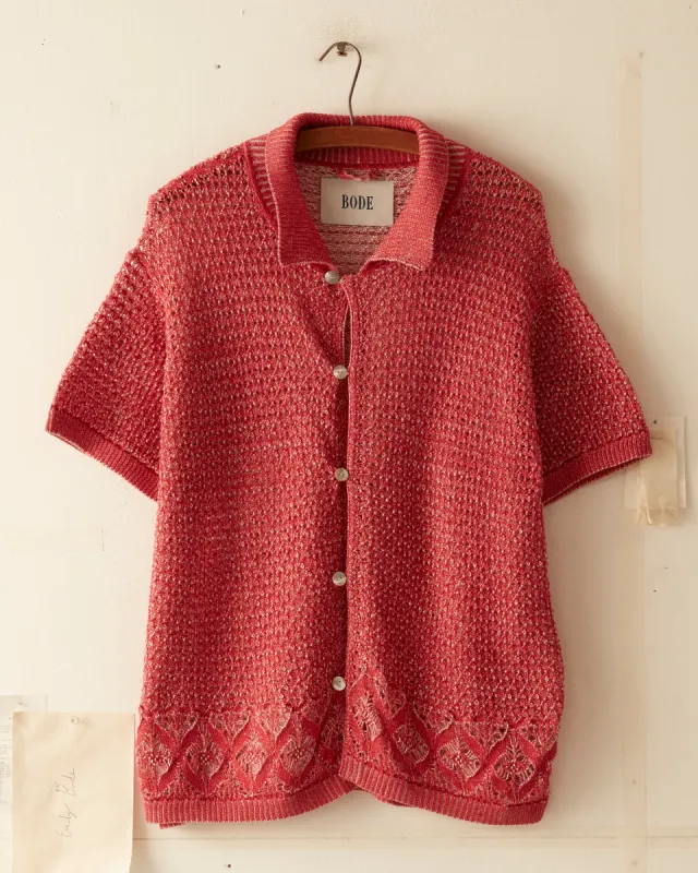 Duotone Lace Shirt - Red sold by BODE