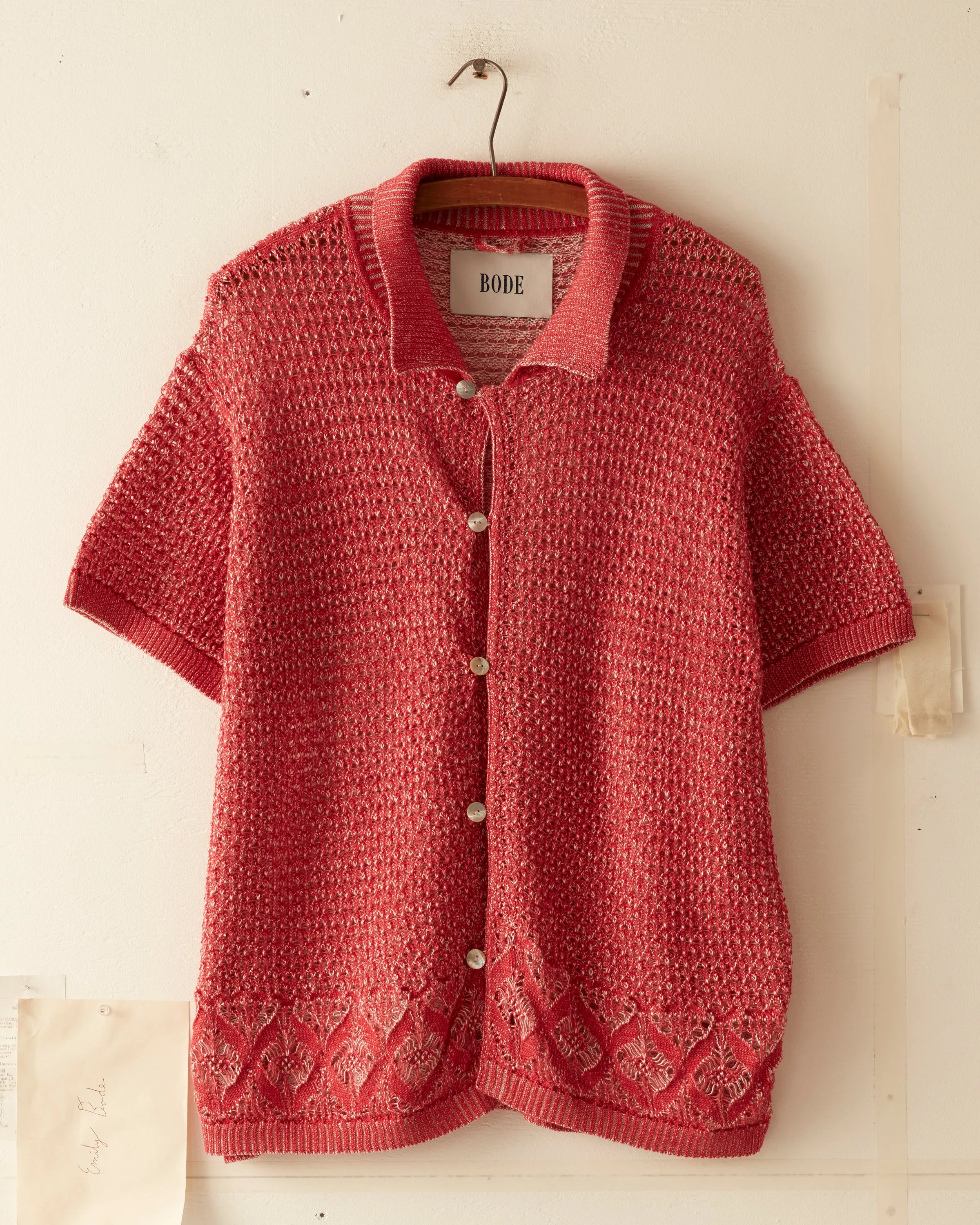 Duotone Lace Shirt - Red sold by BODE