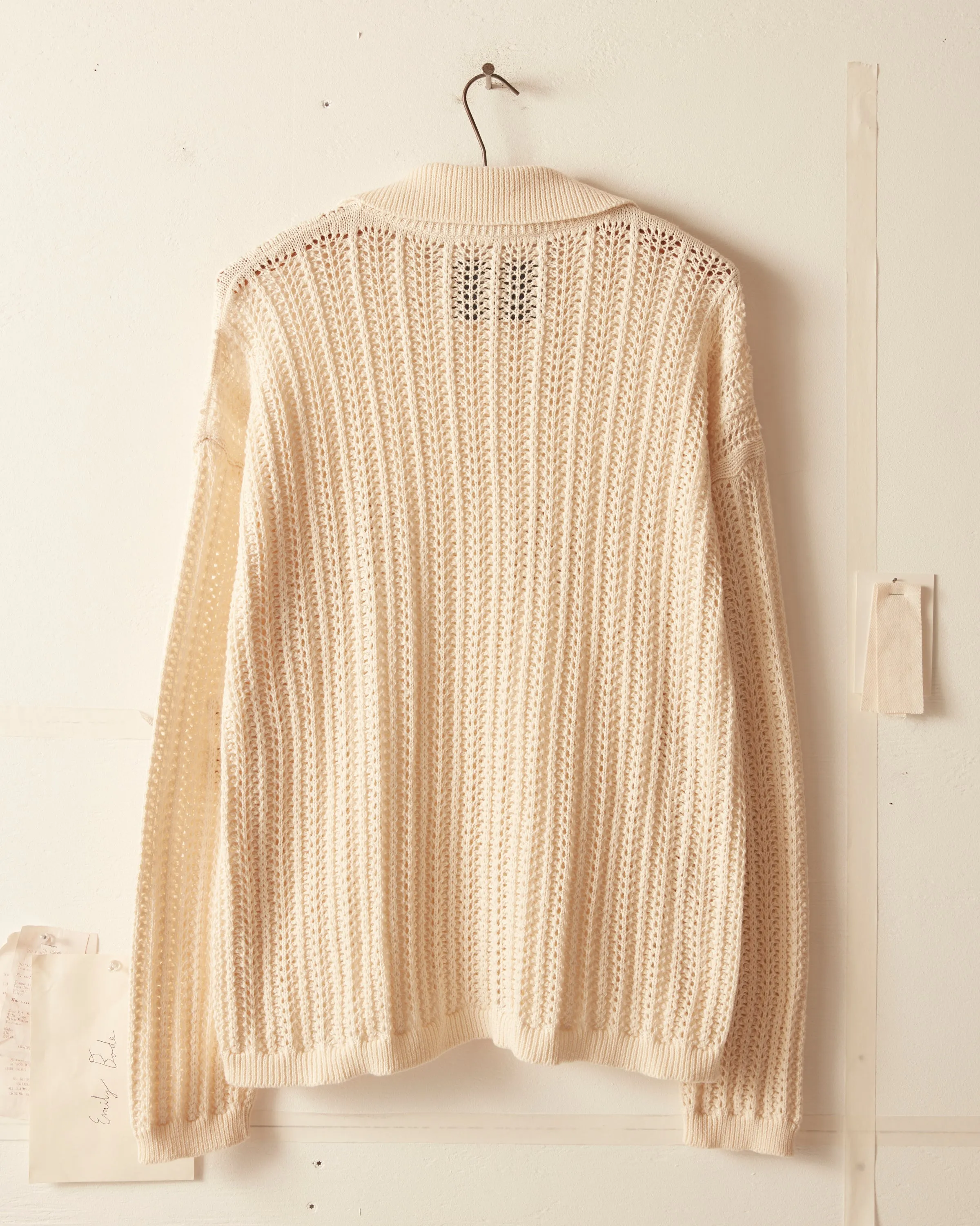 Pointelle Polo Long Sleeve - Cream sold by BODE product image thumbnail 5