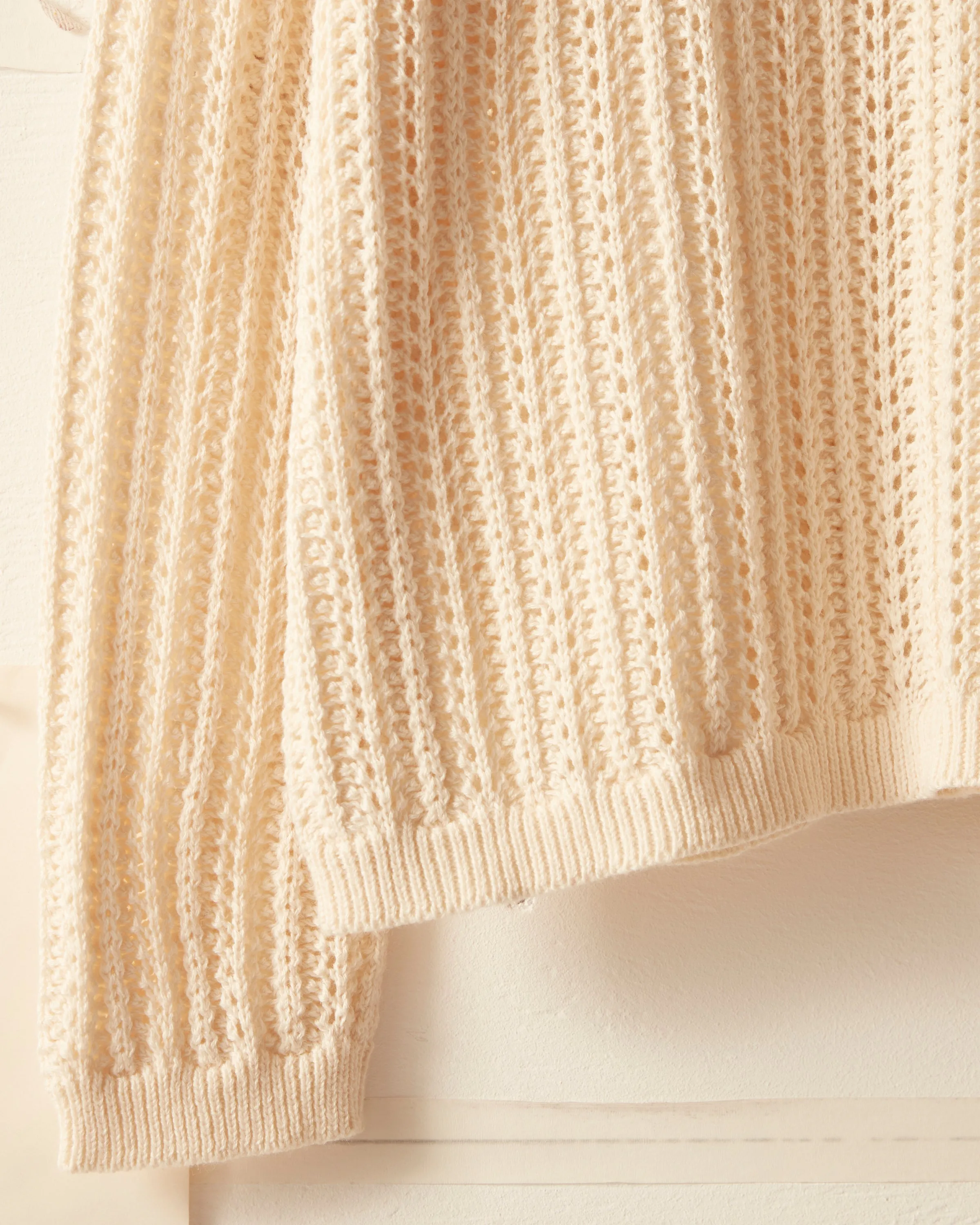 Pointelle Polo Long Sleeve - Cream sold by BODE product image thumbnail 3