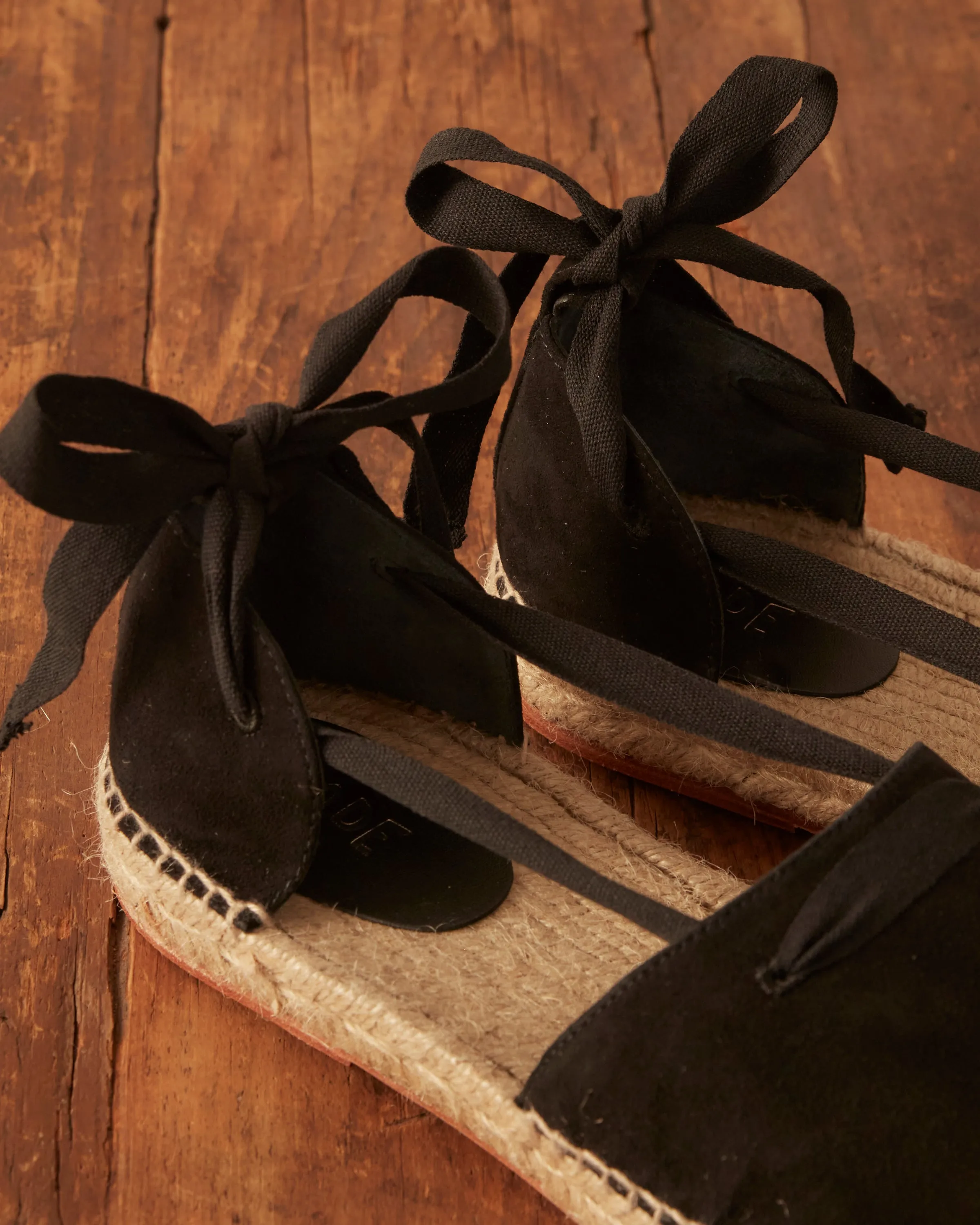 Suede Lace-Up Espadrilles - Black Natural sold by BODE product image thumbnail 2