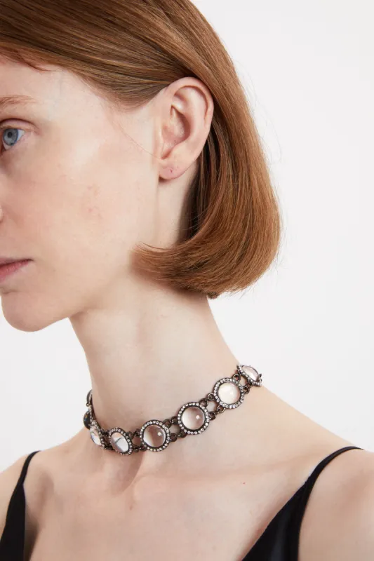 GUNMETAL CABOCHON NECKLACE made by Wiederhoeft