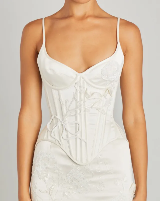 Salon Corset with Carnation Embroidery sold by Wiederhoeft