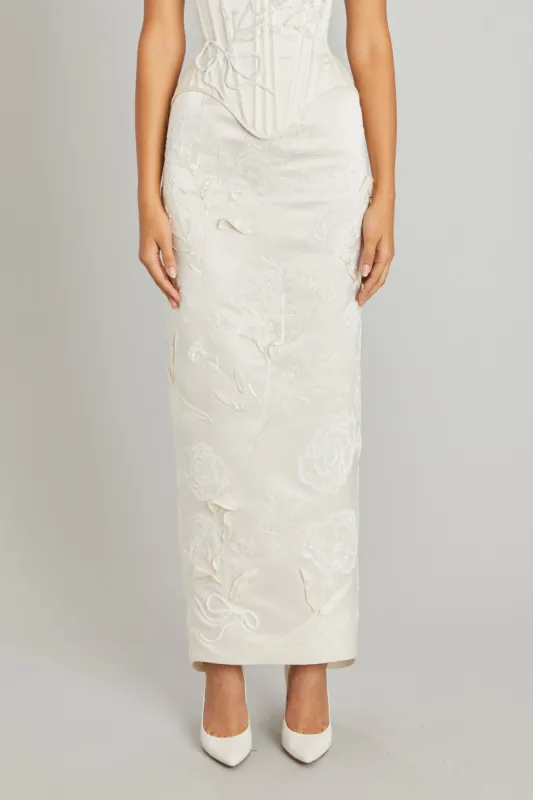 Ankle-length Wasp Skirt with Carnation Embroidery sold by Wiederhoeft